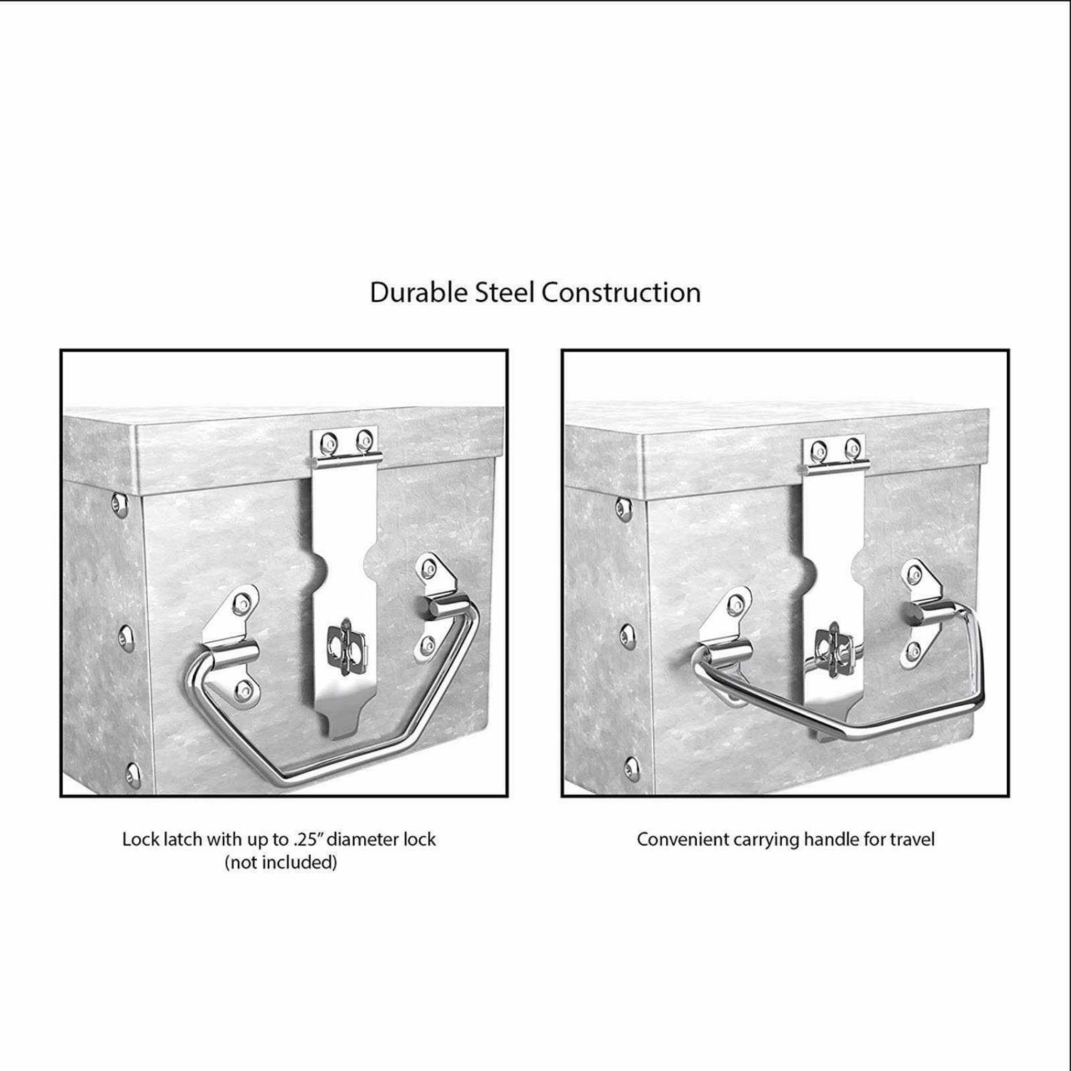 Stalwart Metal Storage Lock Box with Lock Hasp - Image 3
