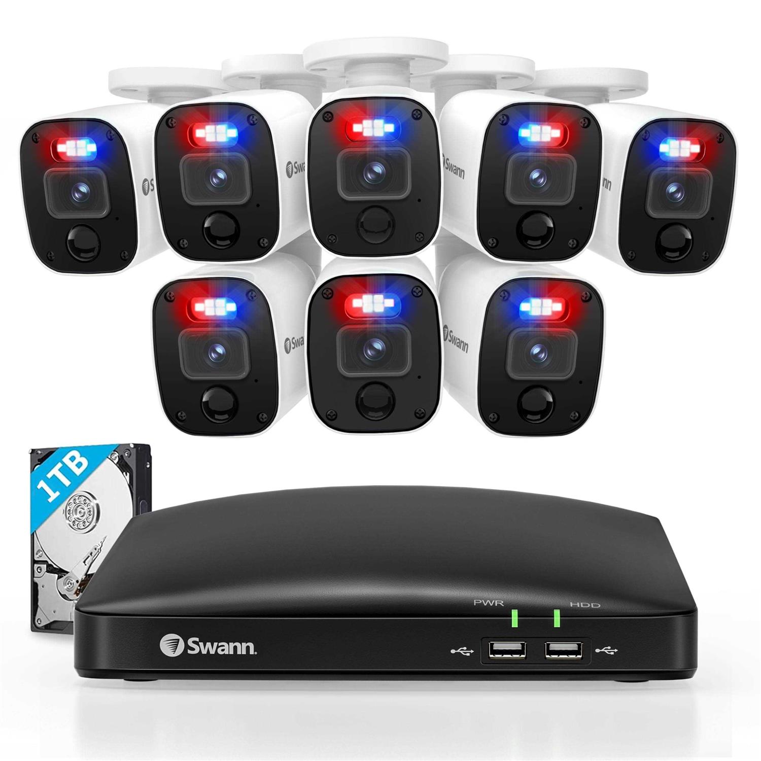 Swann 8-Channel 1080p 1TB DVR Surveillance Camera System with 8 Wired 1-Way Audio Enforcer Bullet Cameras - Image 4