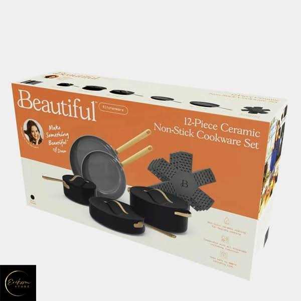 Beautiful 12pc Ceramic Non-Stick Cookware Set - Image 4