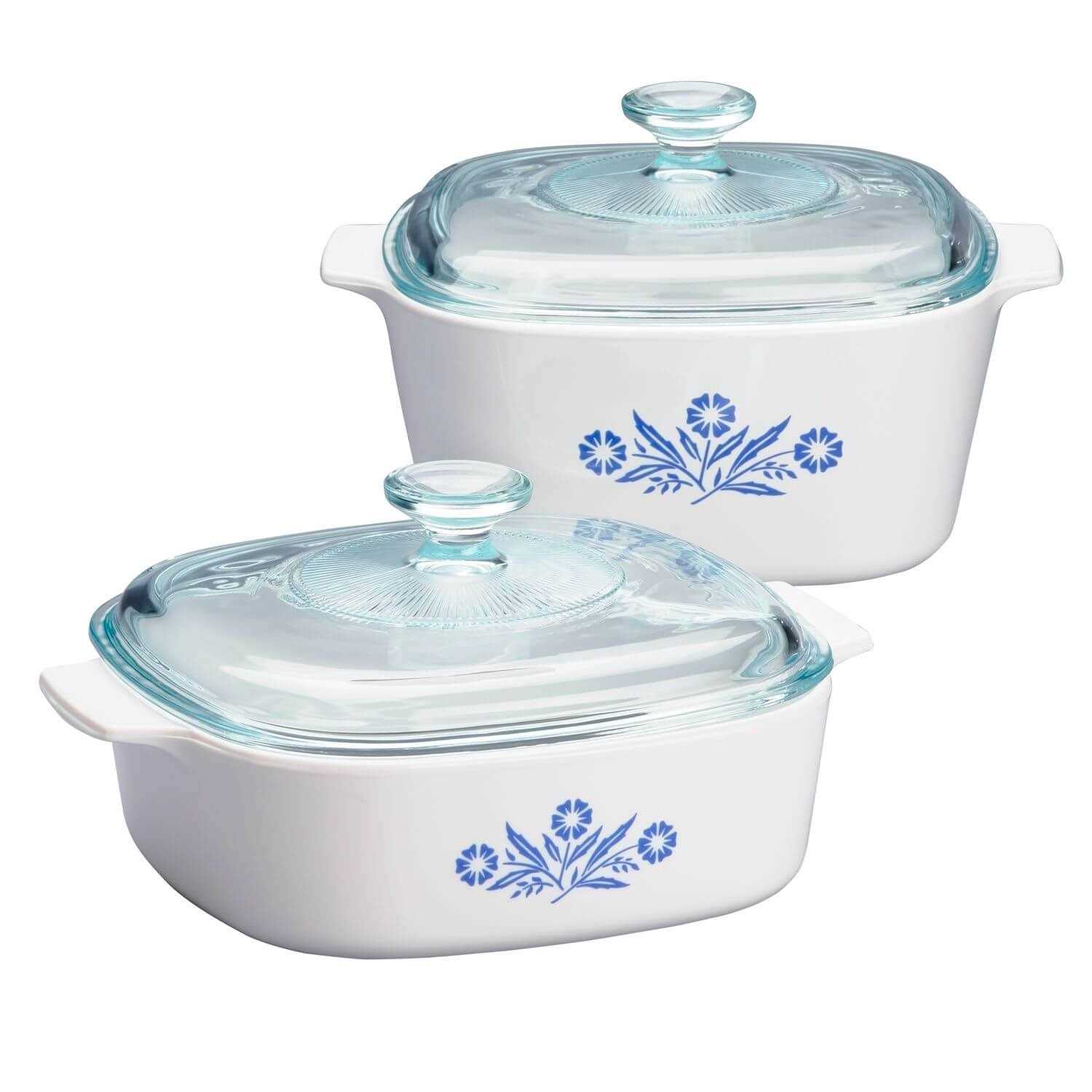 Corningware Pyroceram Blue Cornflower 4 pc Glass Ceramic Cookware Set