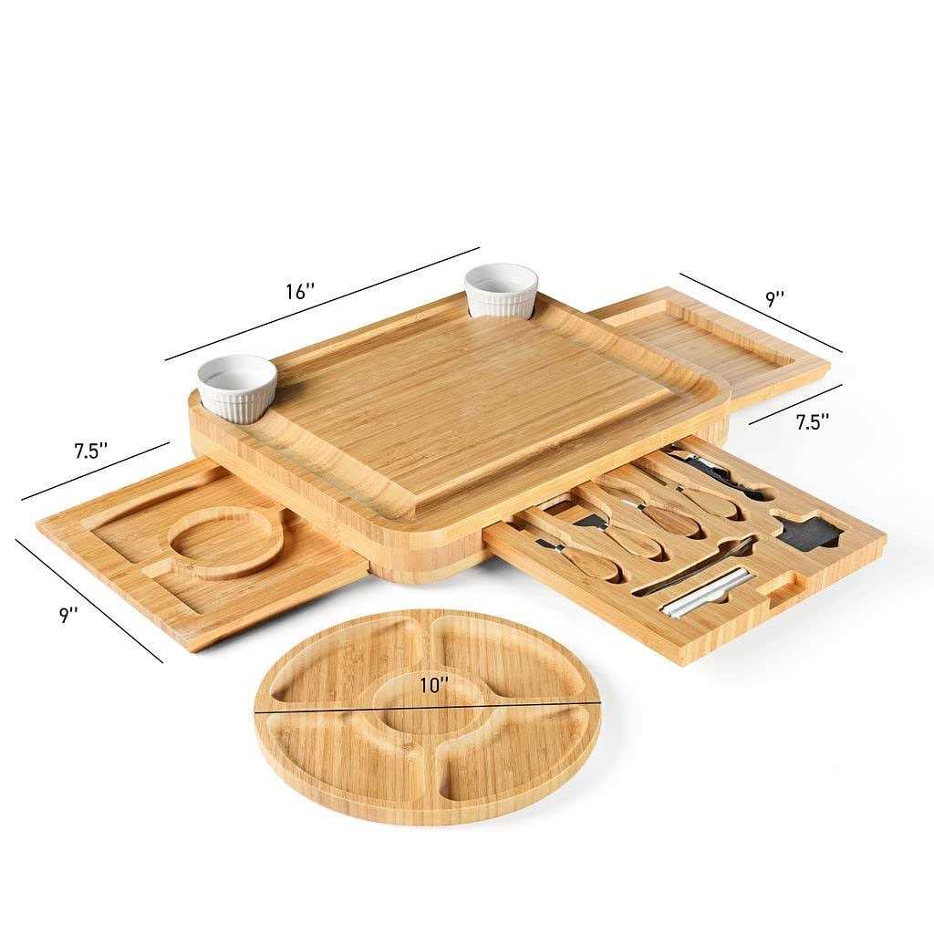 Bamboo Cheese and Meat Board Simple Charcuterie Board with Serving Utensils - Image 5