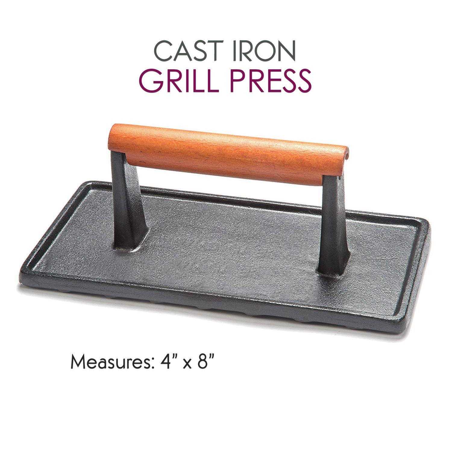 Cast Iron Griddle Plus Cast Iron Grill Press & Pan Scrapers Reversible Grill/Griddle for Stove top - Image 4