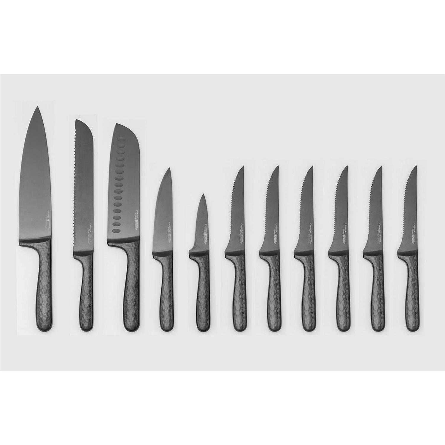 Cambridge Silversmiths Nero Hammered Titanium 12 Piece Cutlery Set with Block - Image 2