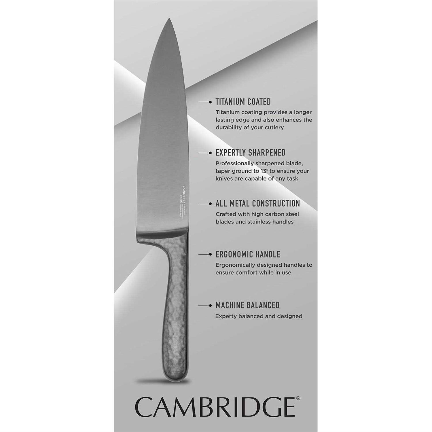 Cambridge Silversmiths Nero Hammered Titanium 12 Piece Cutlery Set with Block - Image 3