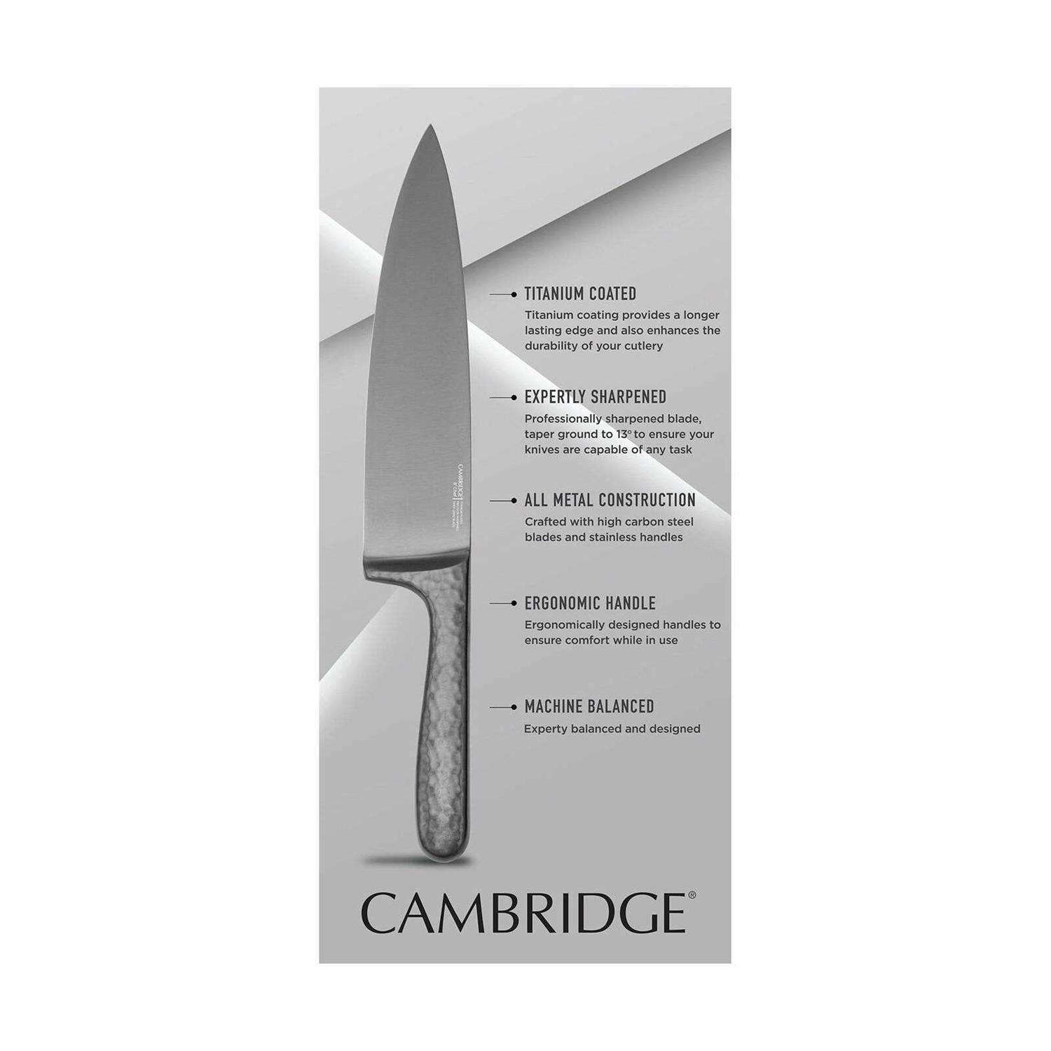 Cambridge Silversmiths Nero Hammered Titanium 12 Piece Cutlery Set with Block - Image 4