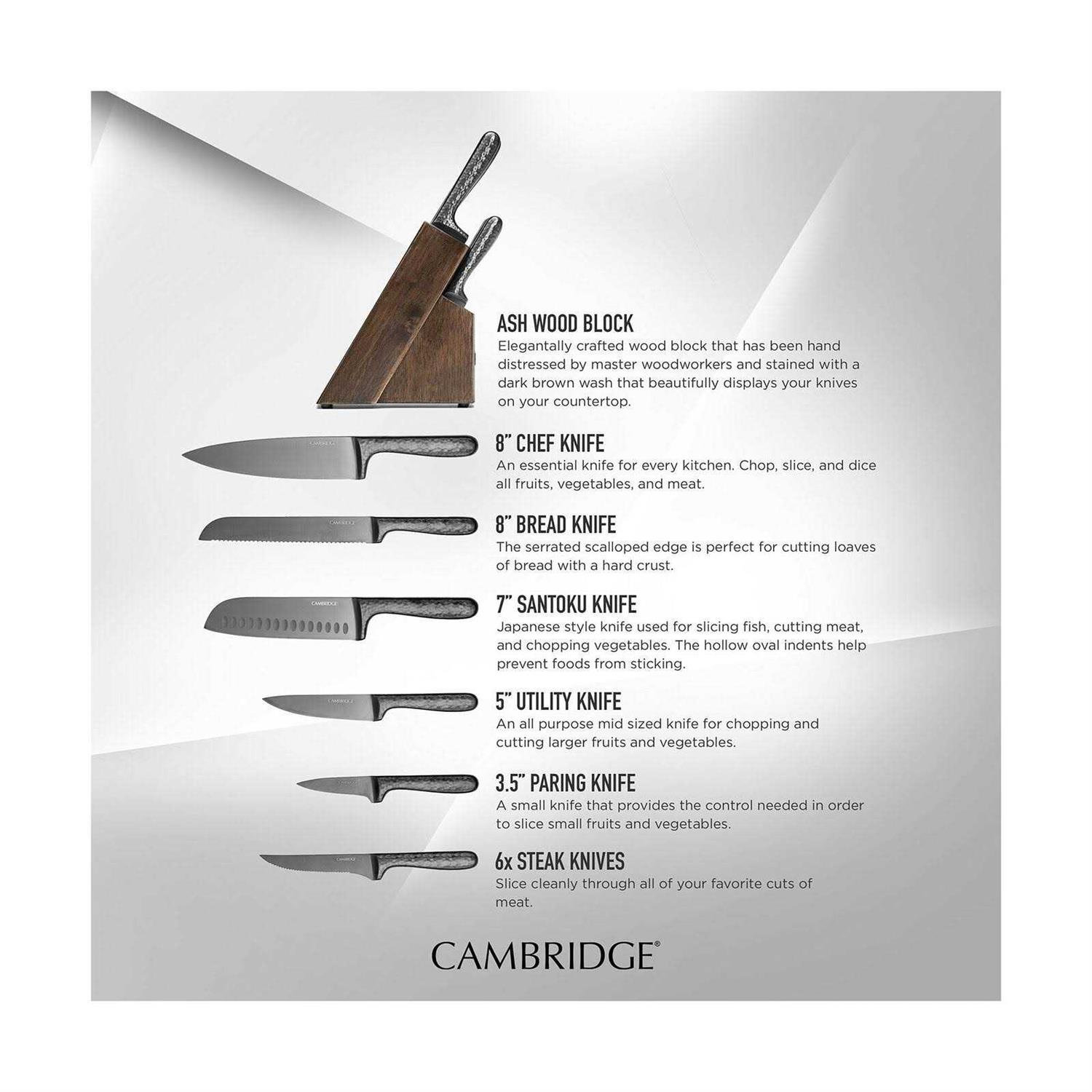 Cambridge Silversmiths Nero Hammered Titanium 12 Piece Cutlery Set with Block - Image 5