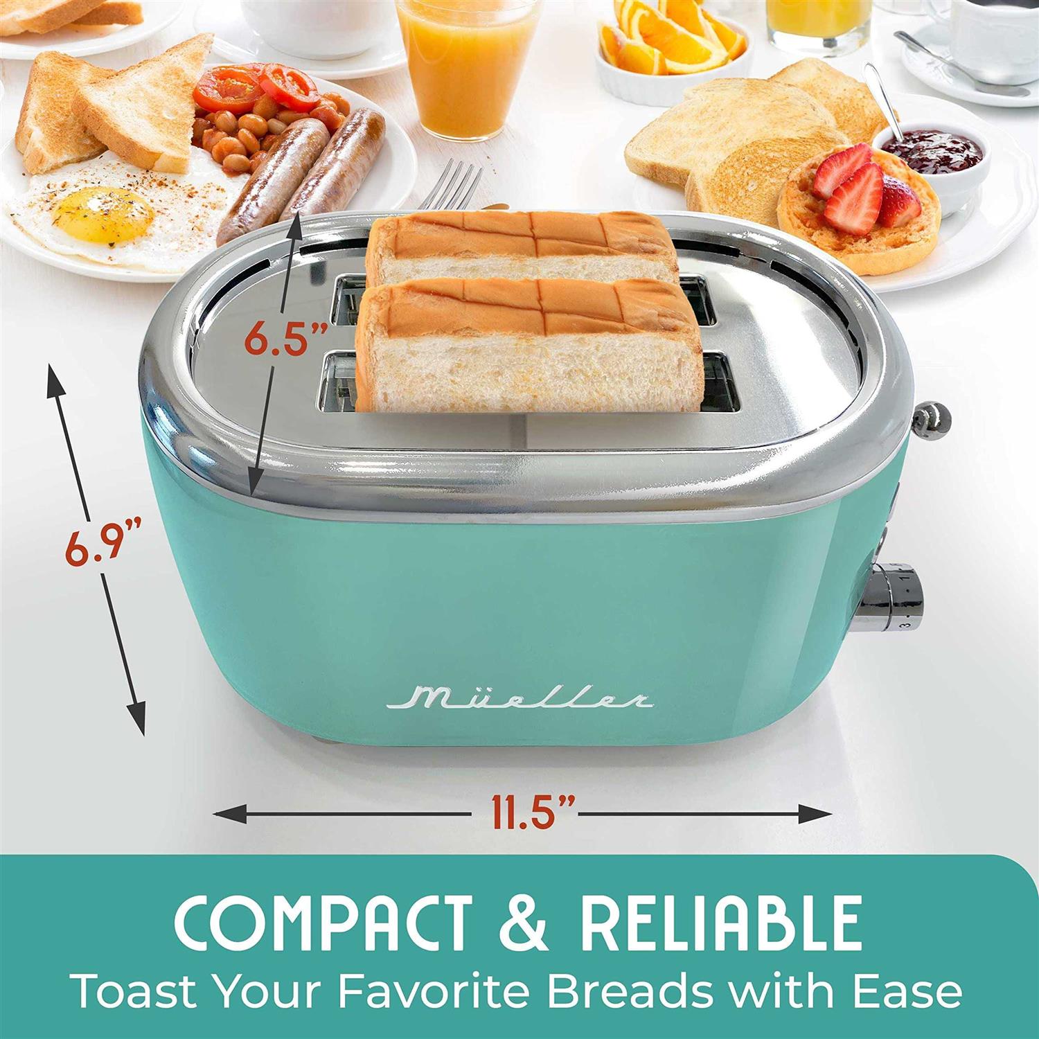 Mueller Retro Toaster 2 Slice with 7 Browning Levels and 3 Functions - Image 3