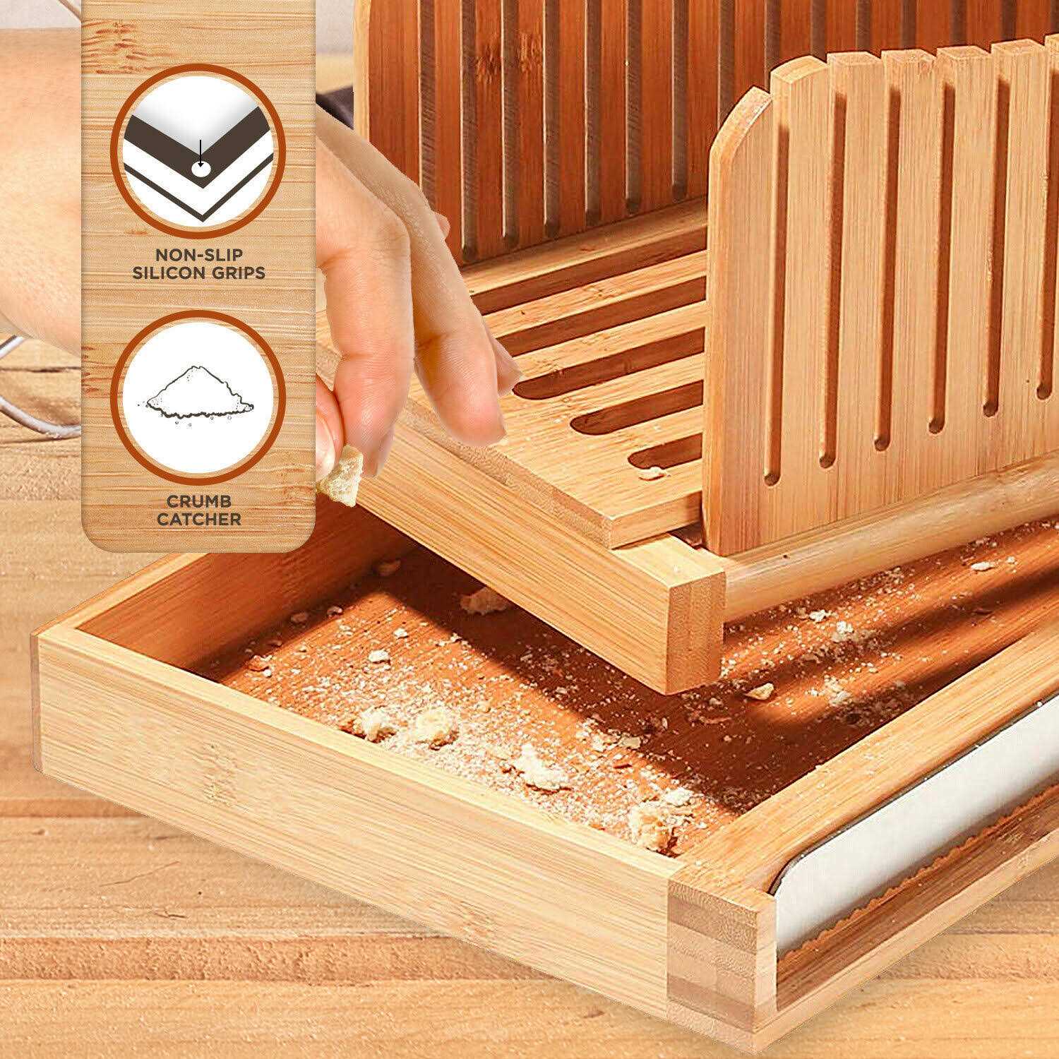 Bambüsi Luxury Bamboo Bread Slicer with Knife - Image 5