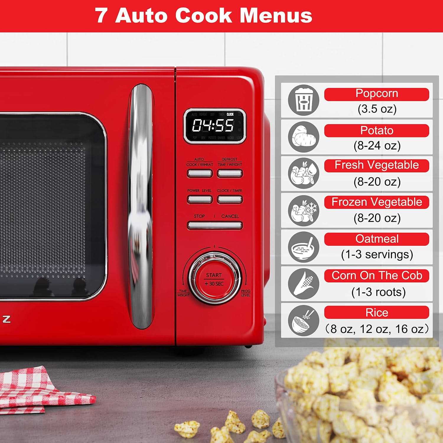 Galanz Retro Countertop Microwave Oven with Auto Cook & Reheat - Image 4