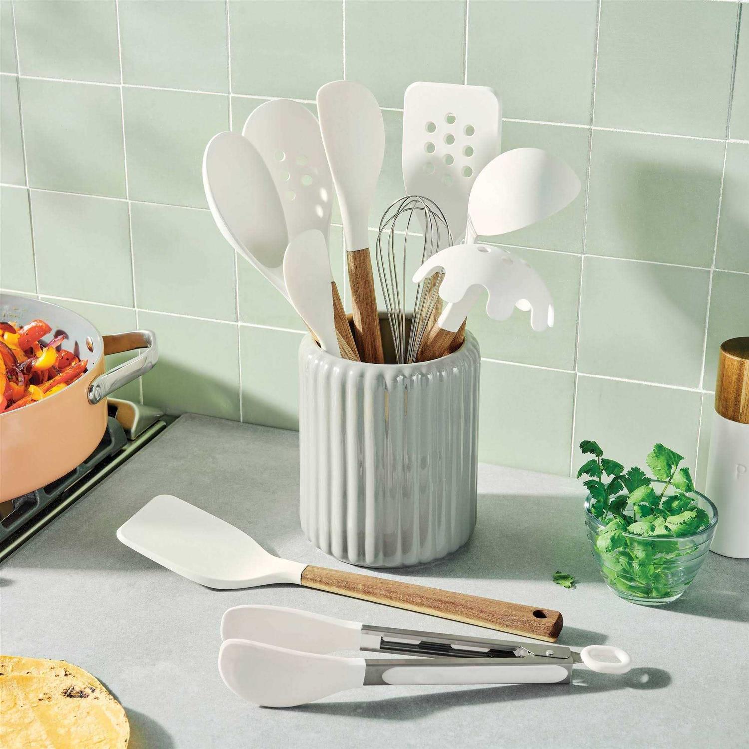 Figmint 10pc Wood/Nylon Kitchen Utensil Set Brown - Image 3