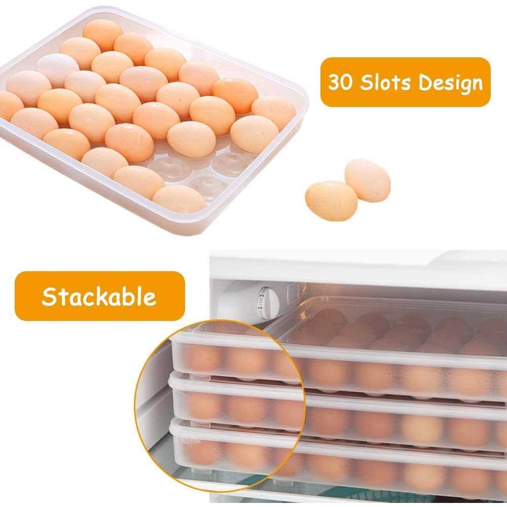 Easter Covered Egg Holder for Refrigerator,30 Deviled Egg Tray with Lid,Plastic Egg Containers,Fridge Egg Dispenser Egg Storage Box - Image 3