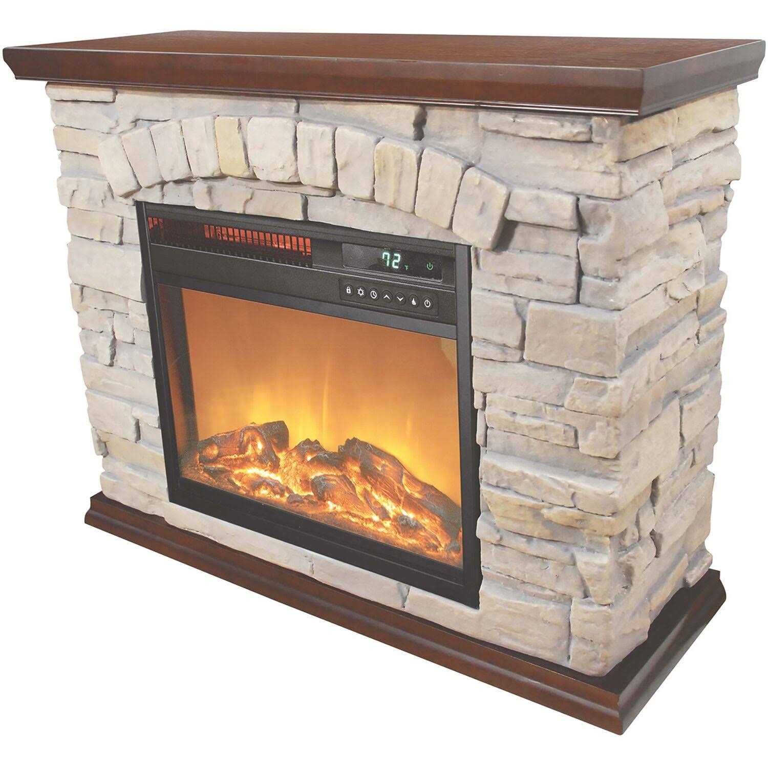 Lifesmart Large Square Infrared Faux Stone Fireplace - Image 3