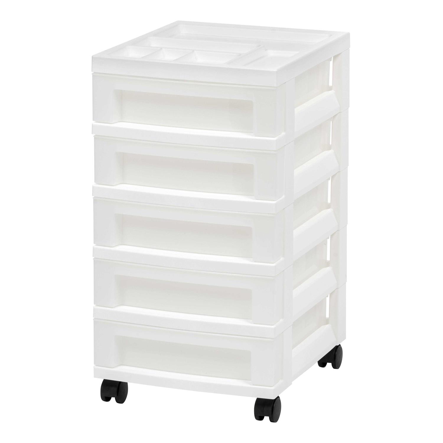 Iris 5 Drawer Storage Cart with Organizer Top