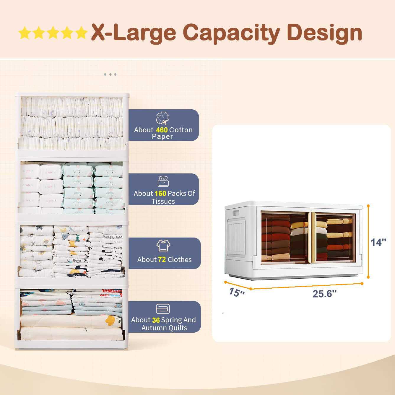 Karramlili Storage Bins with Lids Collapsible Storage Bins with Wheels Stackable Bins Plastic Storage - Image 5