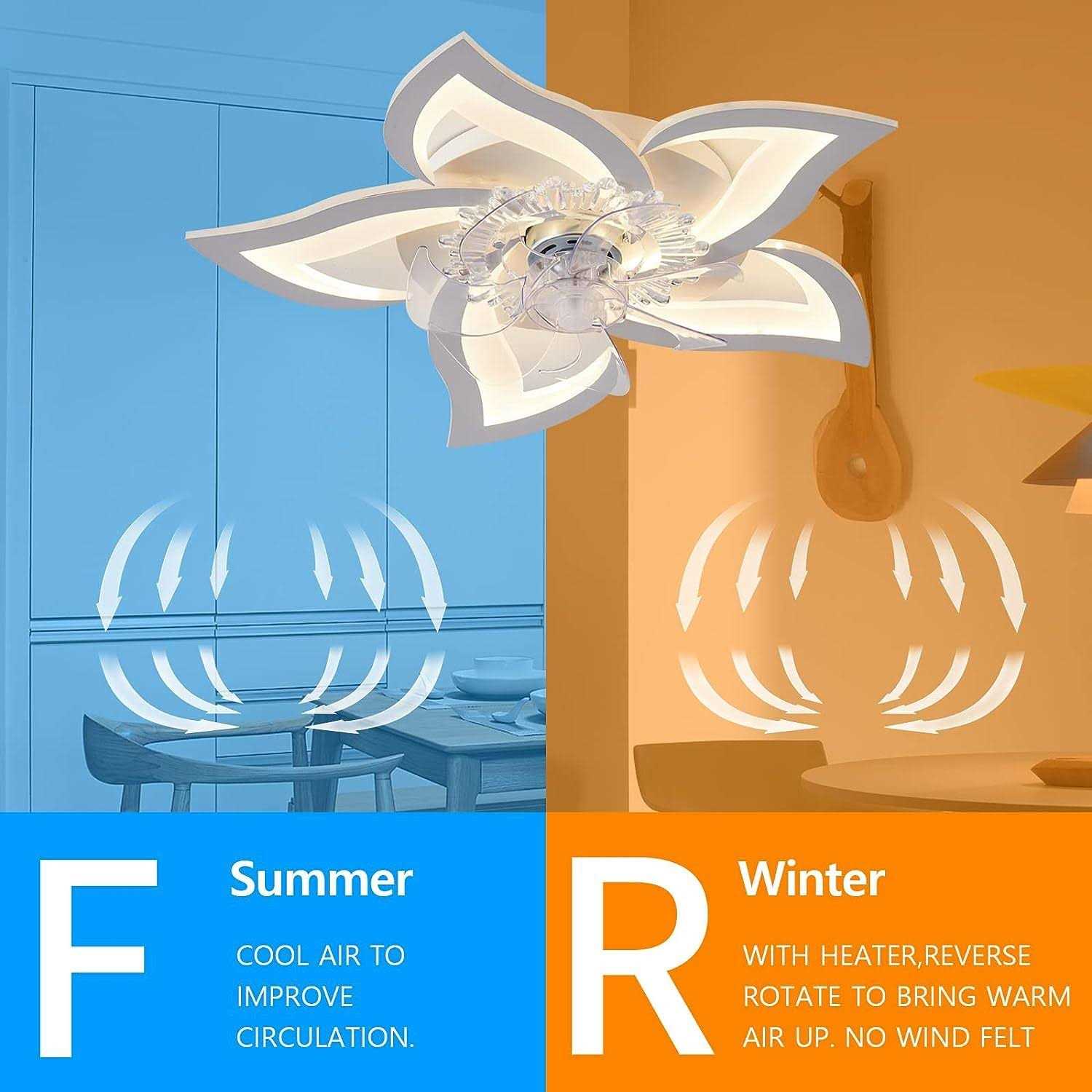 Alternative view of Reydeluz Ceiling Fan With Lights, 27In 50W, Remote Control, 3 Color Temperatures, 6 Gear Wind Speed For Bedroom