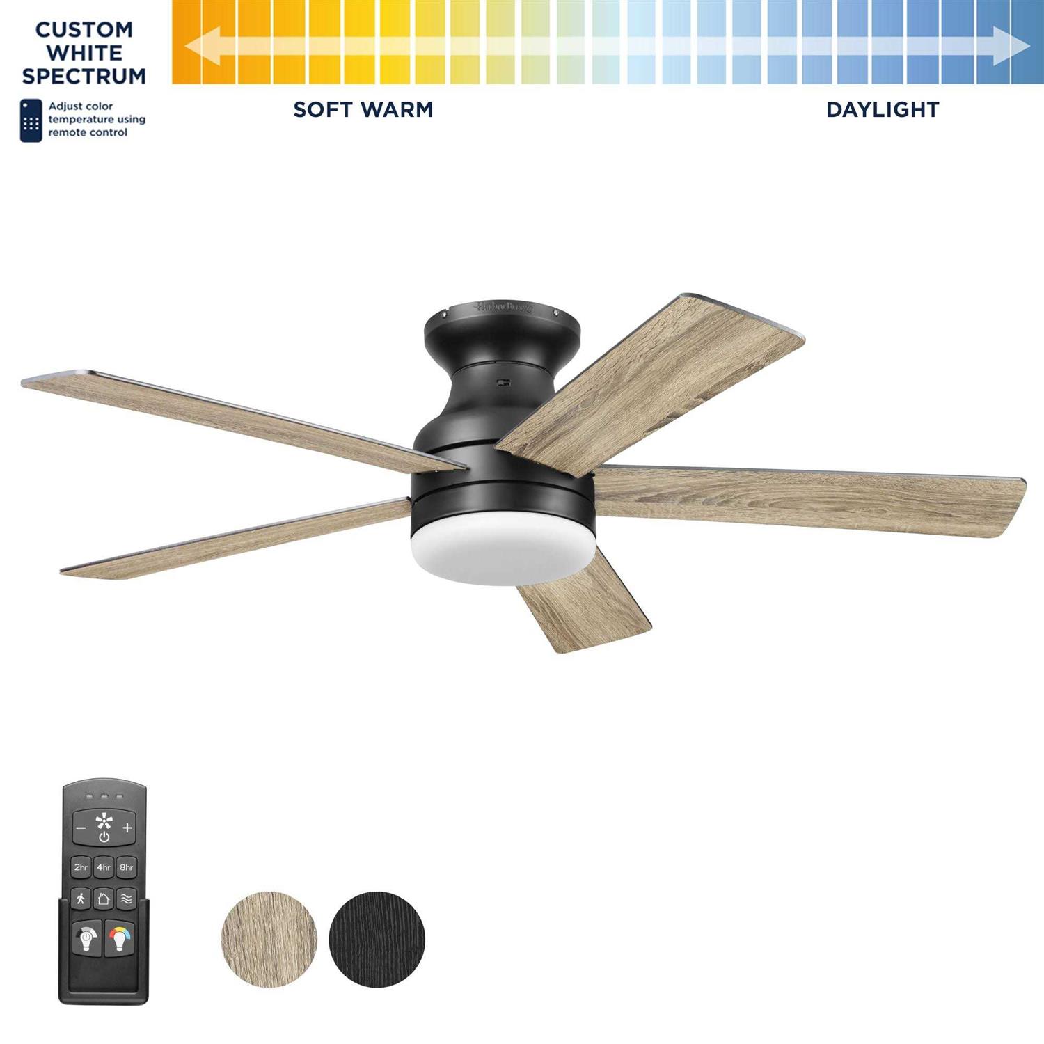 Harbor Breeze Crestwell 52 Color-changing Indoor Flush Mount Ceiling Fan with Light Remote