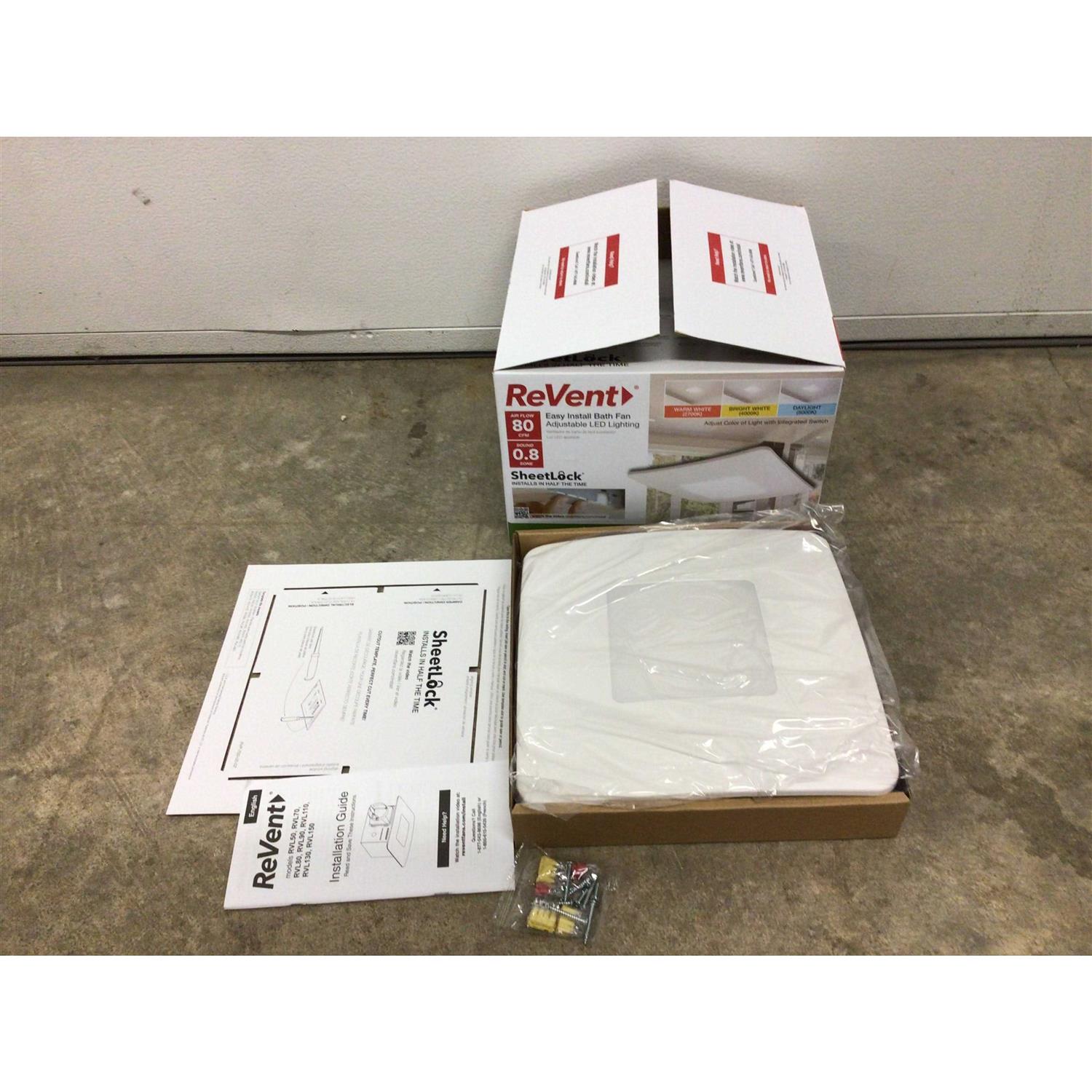 Alternative view of Revent 80 CFM Easy Installation Bathroom Exhaust Fan with Adjustable LED Lighting
