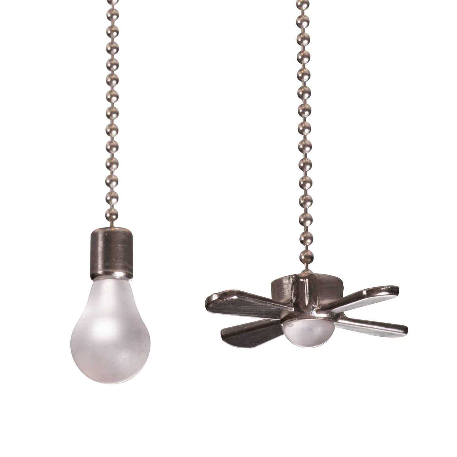 Mainstays Satin Nickel Fan & Light Bulb Ceiling Fan Pull Chains - Image 5
