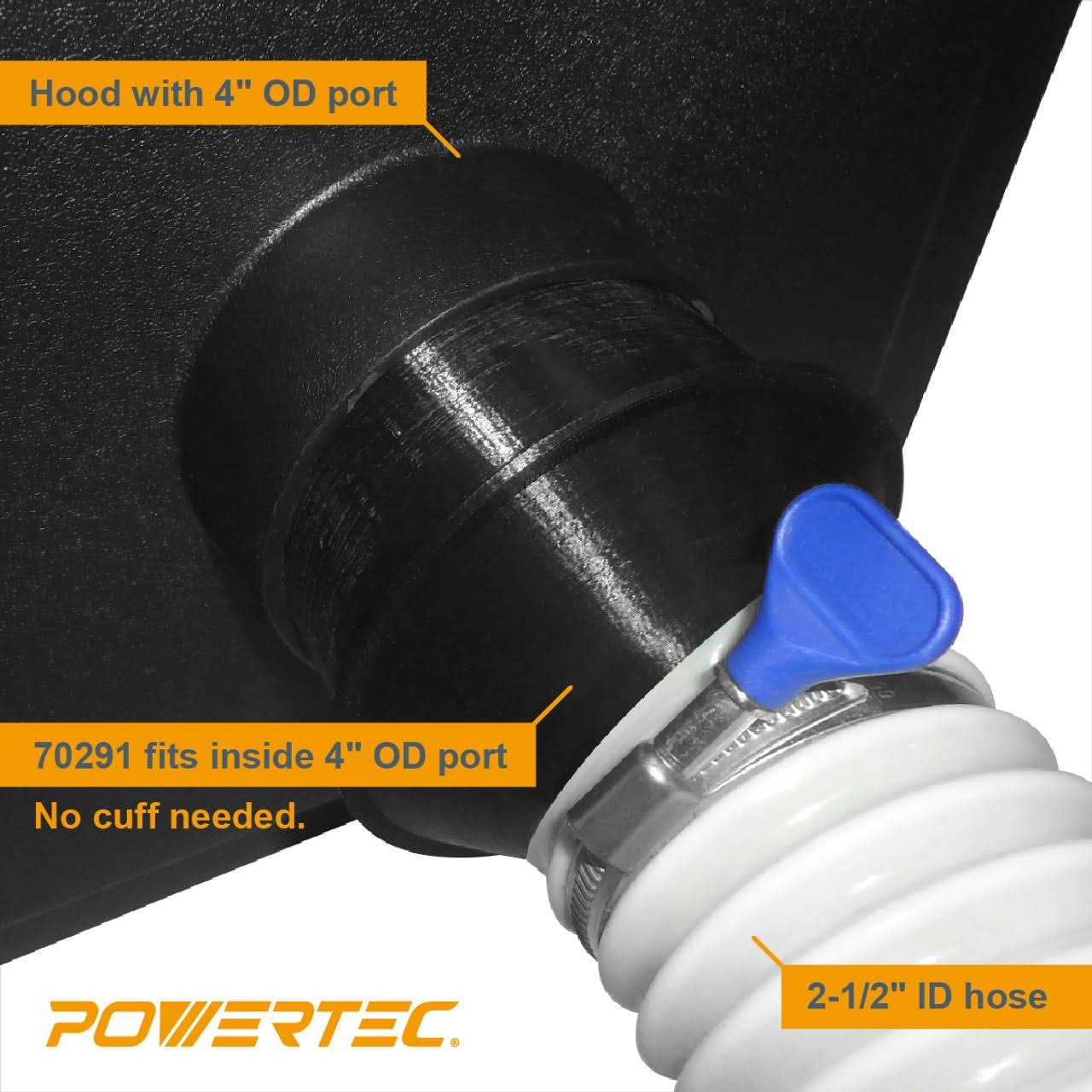 Alternative view of Powertec 70291 4 Port to 2-1/2 Hose Tapered Adapter Dust Collection Reducer Fitting