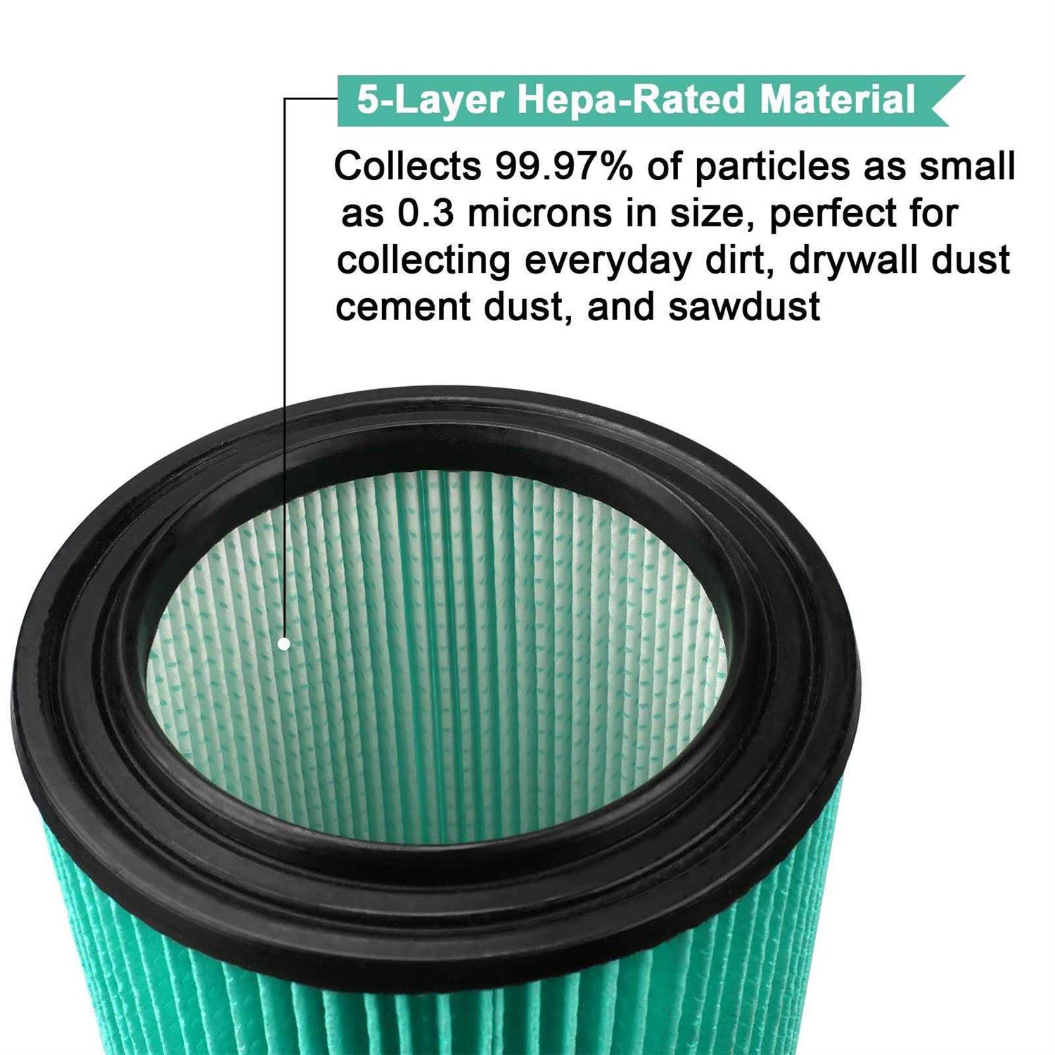 Alternative view of PIGUOAT VF6000 5-Layer Replacement Filter for Ridgid 5-20 Gallon Wet Dry Vac Vacuums WD5500 WD0671 WD6425 WD7000 WD1280 WD1851 WD1680 WD1956 RV2400A