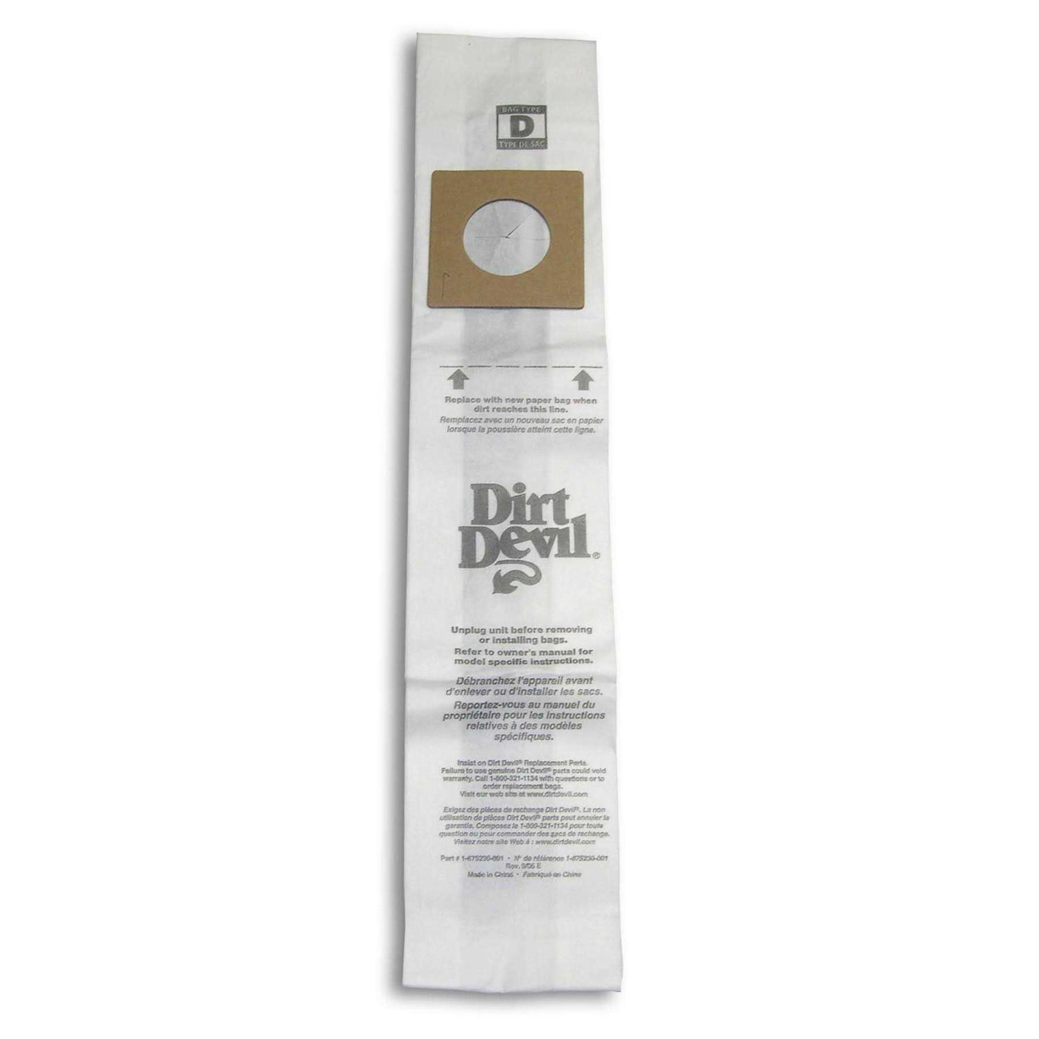 Alternative view of Dirt Devil Type D Vacuum Bags