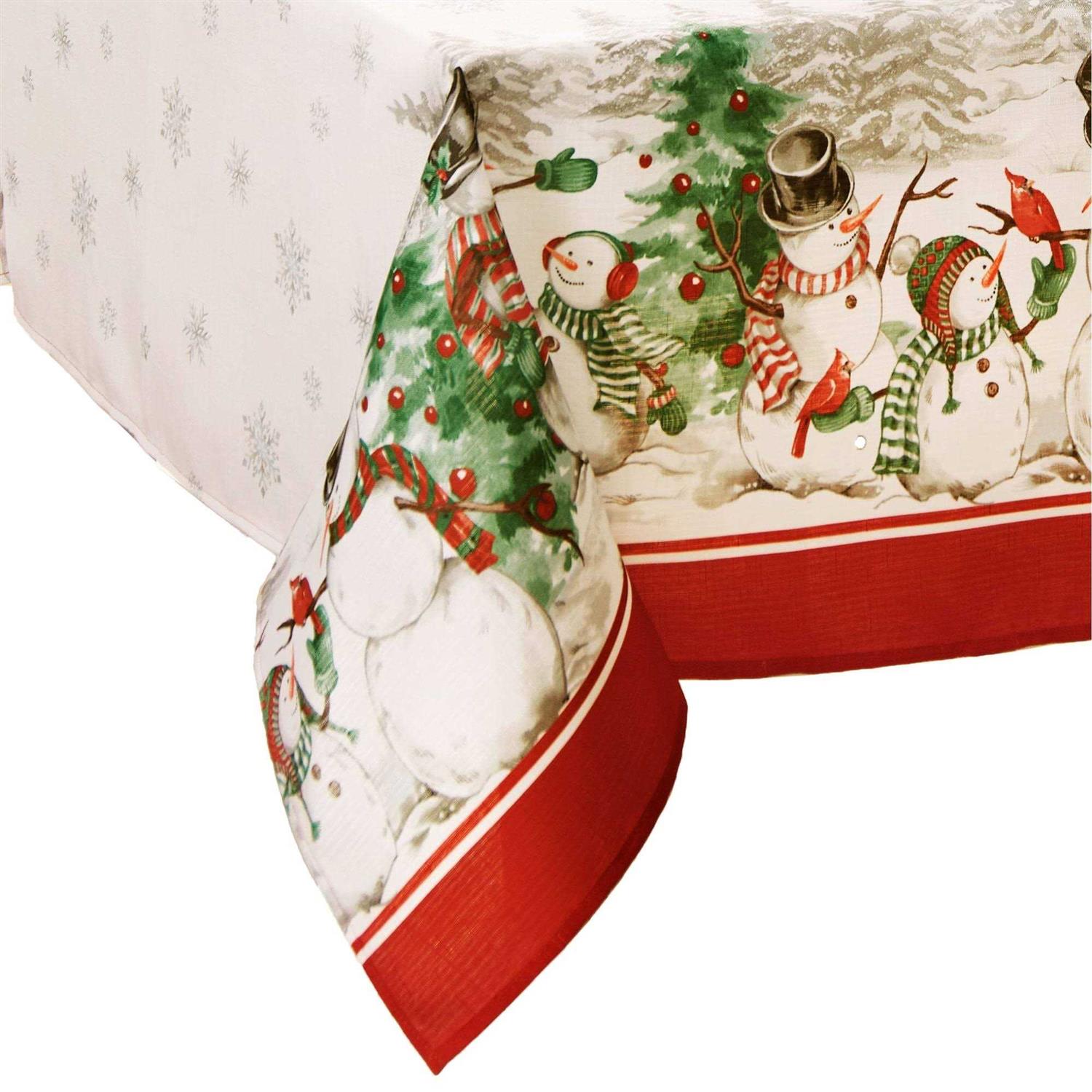 Elrene Home Fashions Snowman Winterland Holiday Snowflake Tablecloth
