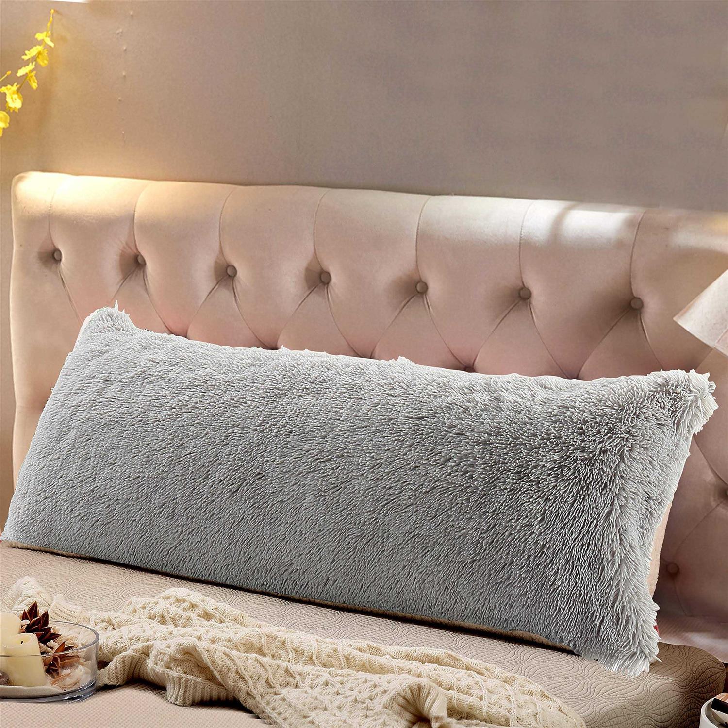 Reafort Luxury Long Hair PV Fur Faux Fur Body Pillow Cover/Case 21inx54in