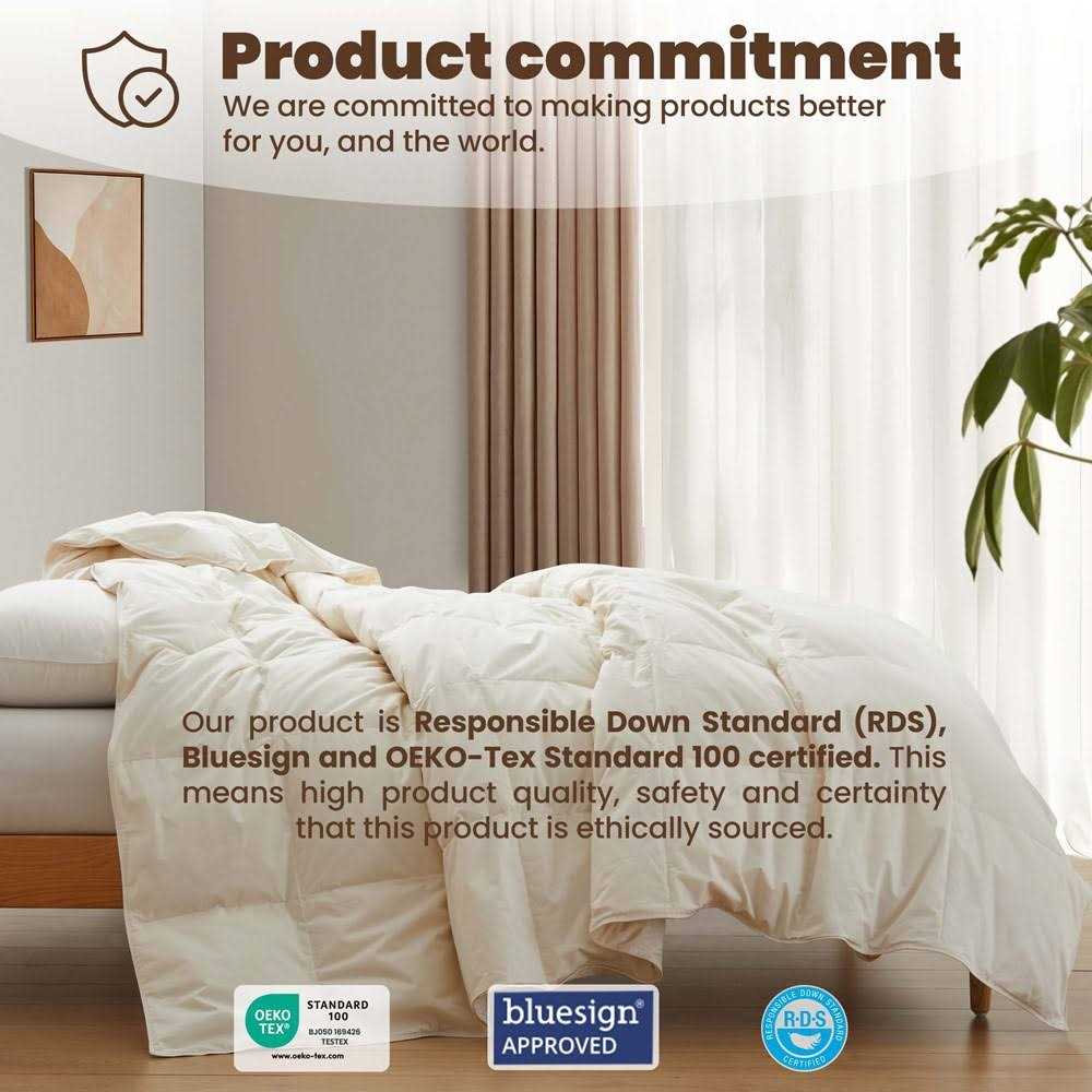 Premium Lightweight Organic Cotton Comforter with Down and Feather Fiber Fill - Image 5