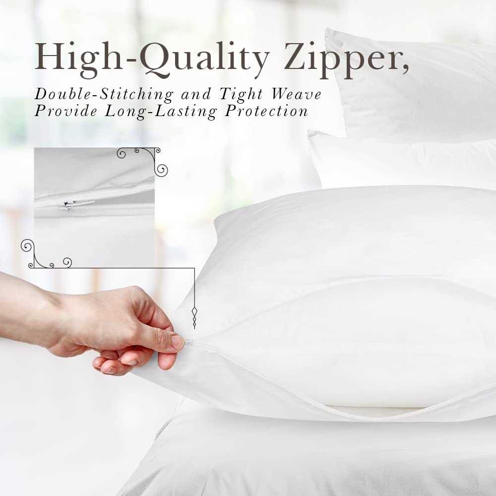 White Classic Luxury Hotel Collection Zippered Style Pillow Cover 200 Thread Count - Image 4