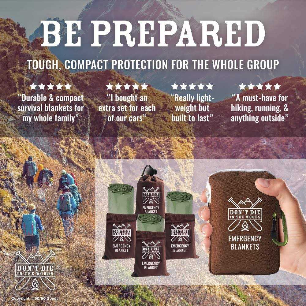 Don't Die In The Woods Emergency Blankets Thermal Mylar Space - Image 5