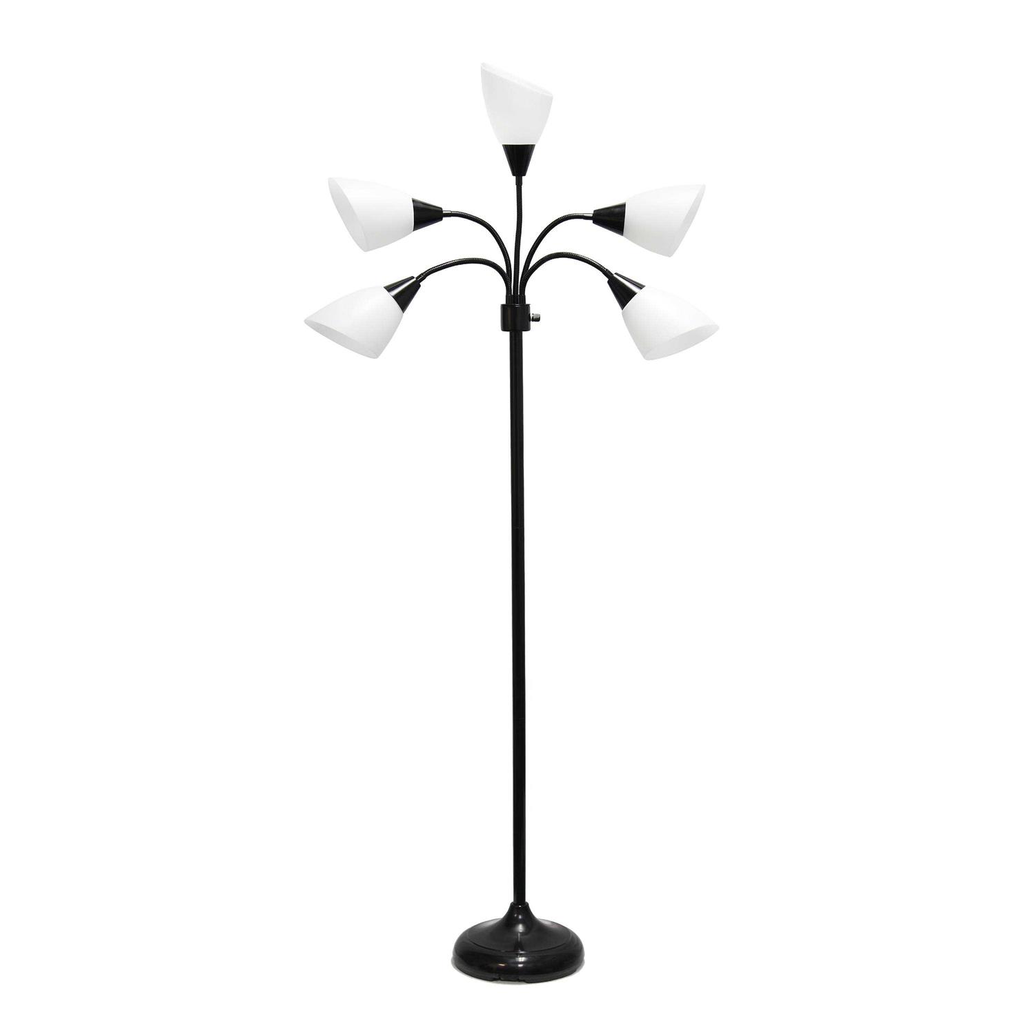 Alternative view of Simple Designs 5 Light Adjustable Gooseneck Silver Floor Lamp