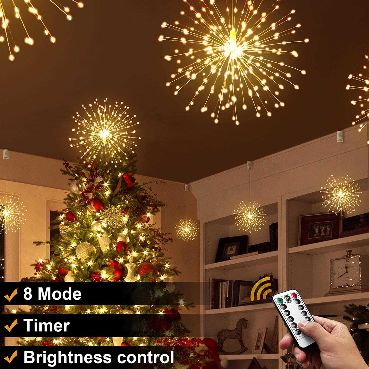 DenicMic Firework Lights 200 LED Copper Wire Starburst Sphere Lights with Remote - Image 2