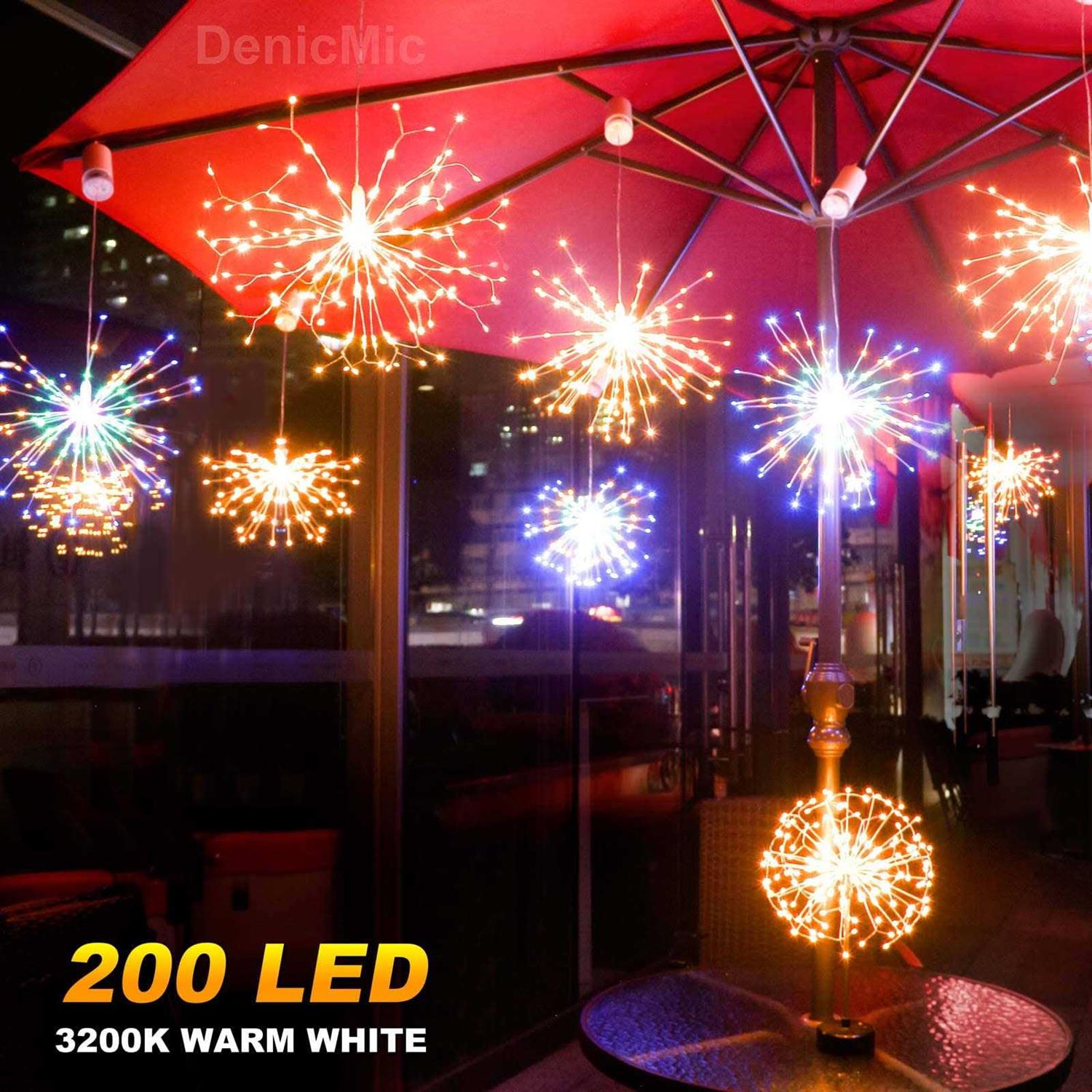 DenicMic Firework Lights 200 LED Copper Wire Starburst Sphere Lights with Remote - Image 4