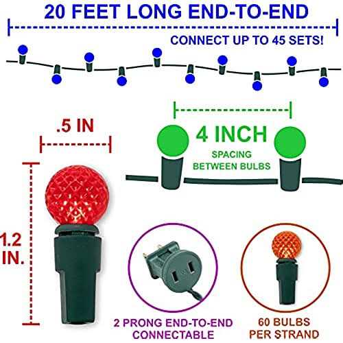 Christmas Tree Lights 60 Count G12 Globe Indoor Outdoor String Lights - Image 5