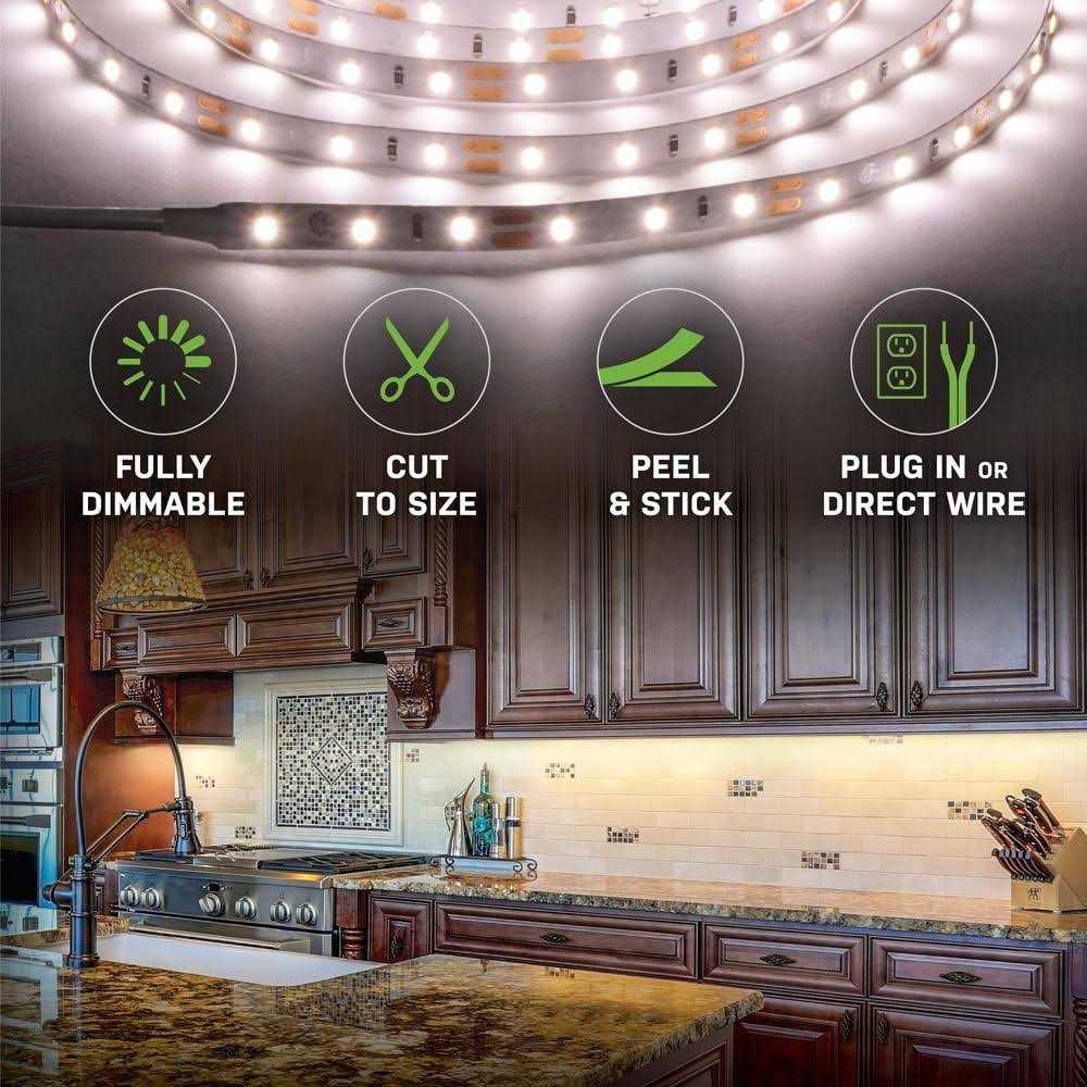Alternative view of Commercial Electric 16 ft. LED AC Dimmable White Tape Light Kit Under Cabinet Light