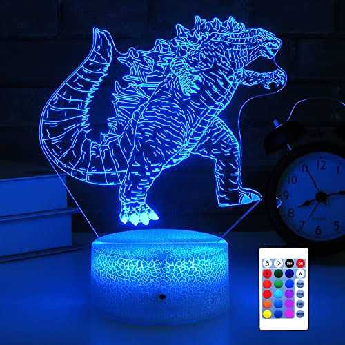 SHINECLOUD 3D Illusion Night Light LED Table Lamp Monsters Toys Decor Light,Romote Control&16 Color,Christmas Gifts for Boys/Holiday Gifts