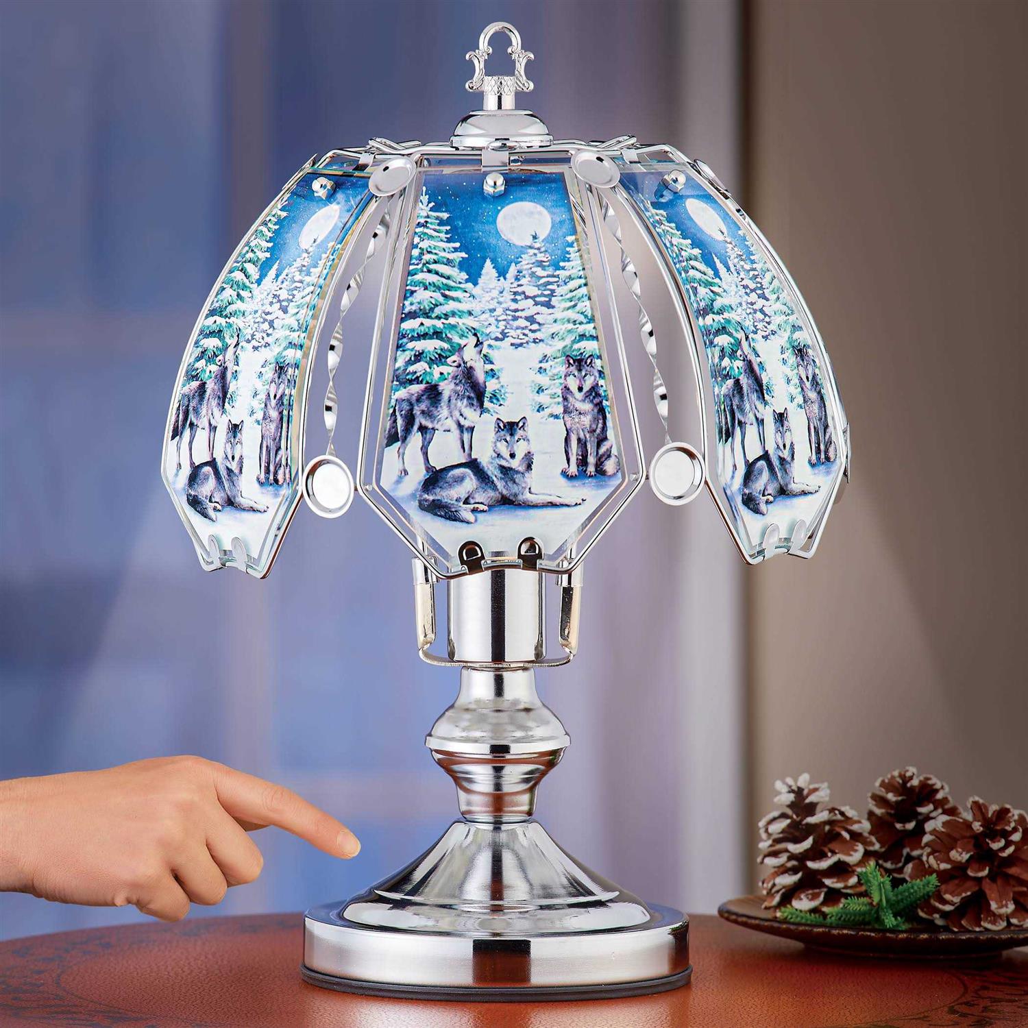 Alternative view of Collections Etc Majestic Winter Wolves Touch-Sensitive Table Lamp