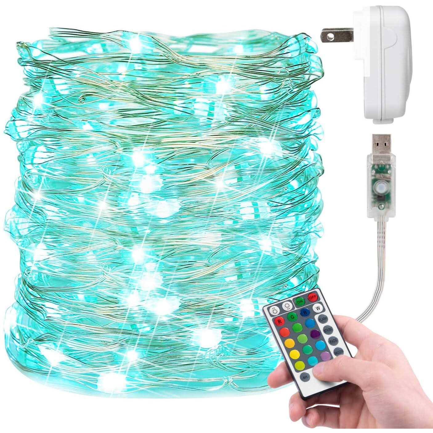 Color Changing Fairy String Lights 33 Ft 100 Led Usb Silver Wire Lights with Remote And Timer