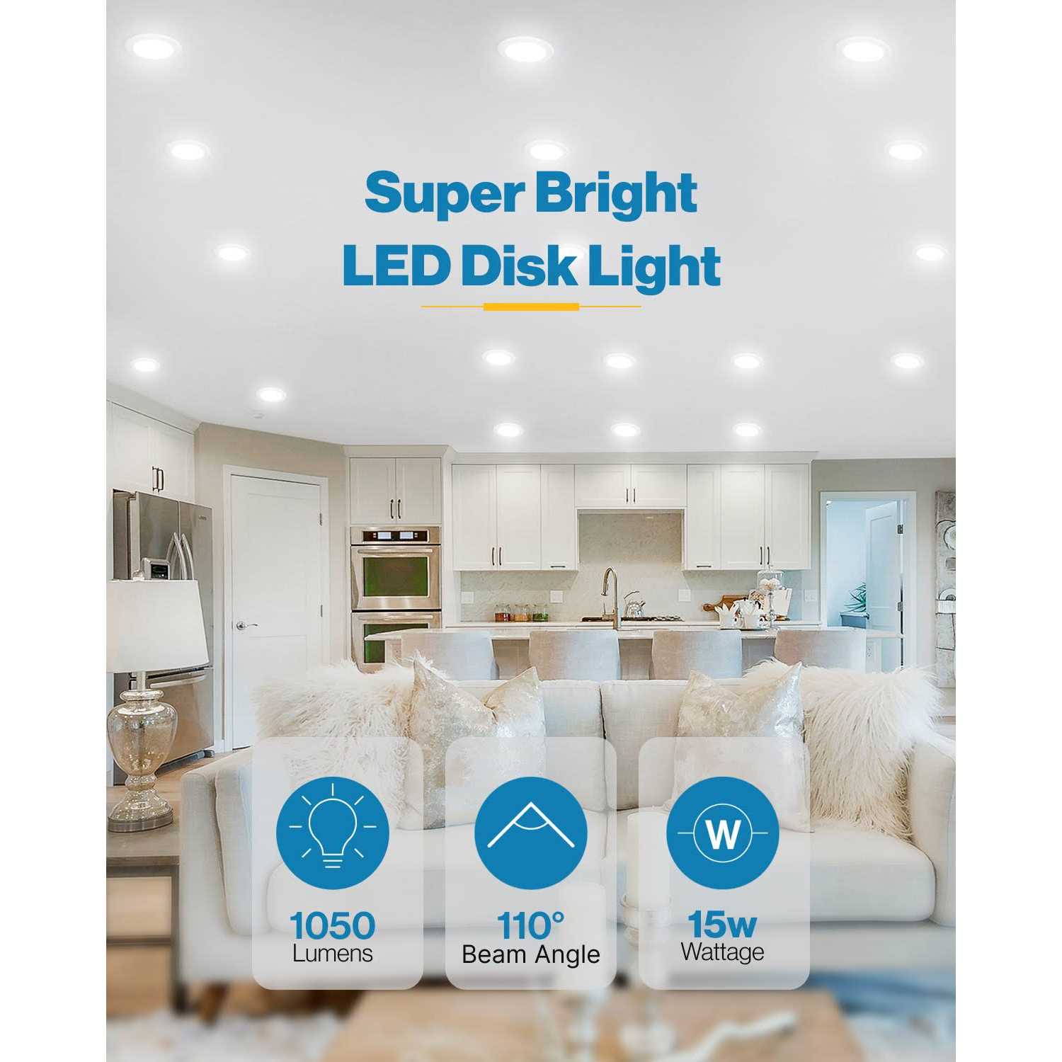 Sunco Lighting 5 inch / 6 inch Flush Mount Disk LED Downlight - Image 3