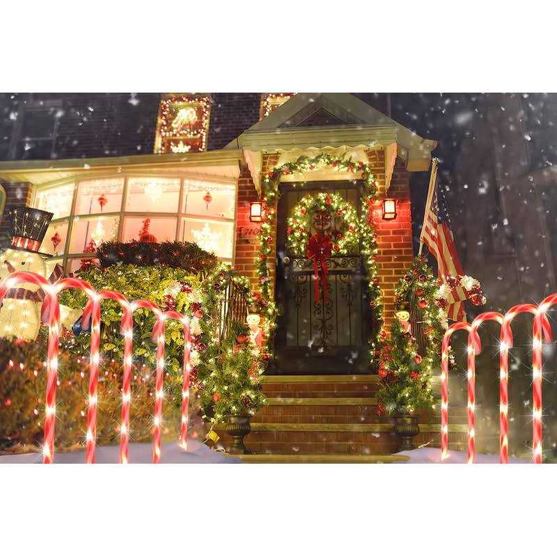 Alternative view of COOLWUFAN 28 Christmas Candy Cane Pathway Markers Set of 12 Pack Christmas Outdoor Decorations Pathway Lights with 72 Warm Lights for Christmas