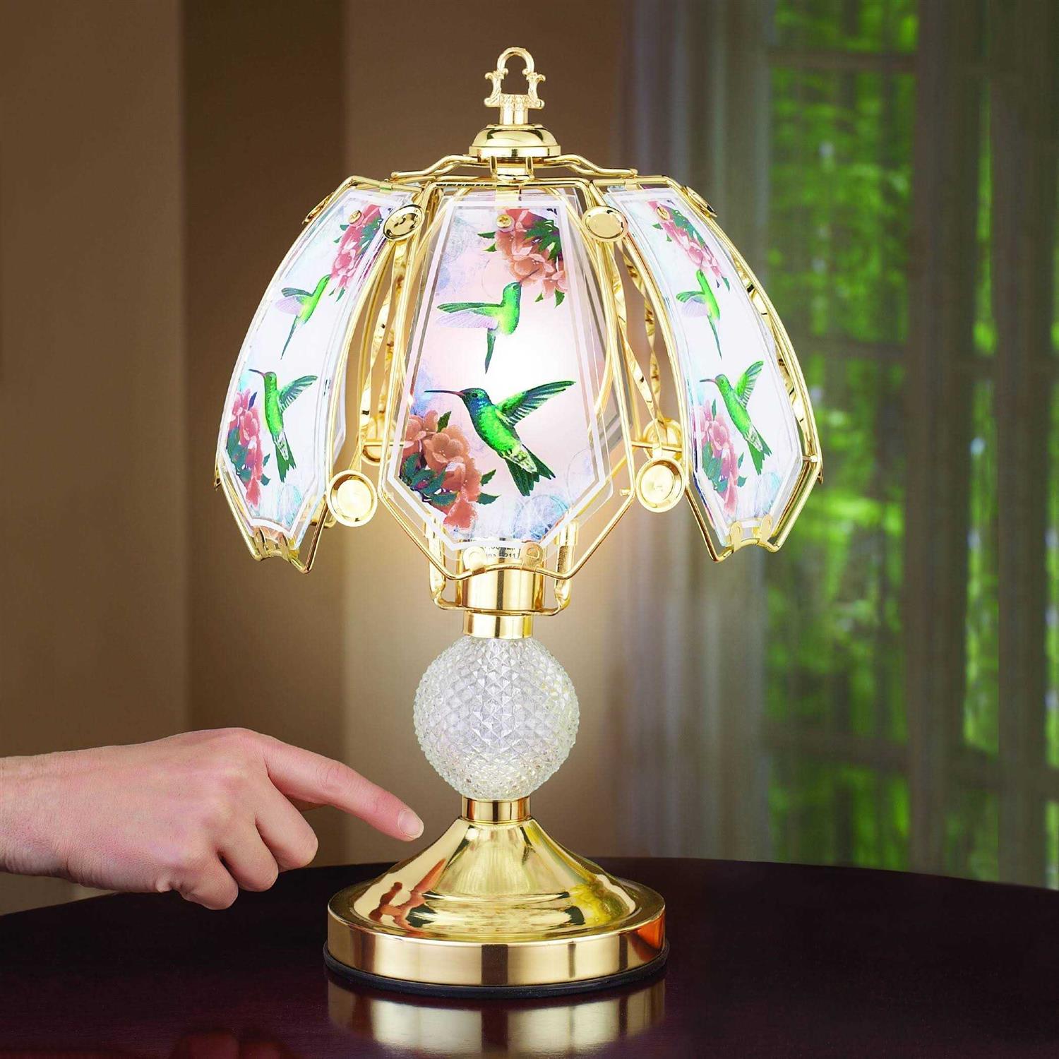 Alternative view of Collections Etc Hummingbird Touch Lamp with Gold-Tone Base