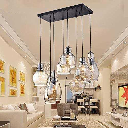 CYUNCLE Vintage Kitchen Chandelier 8-Lights Island Cognac Glass Cluster Pendant Chandelier