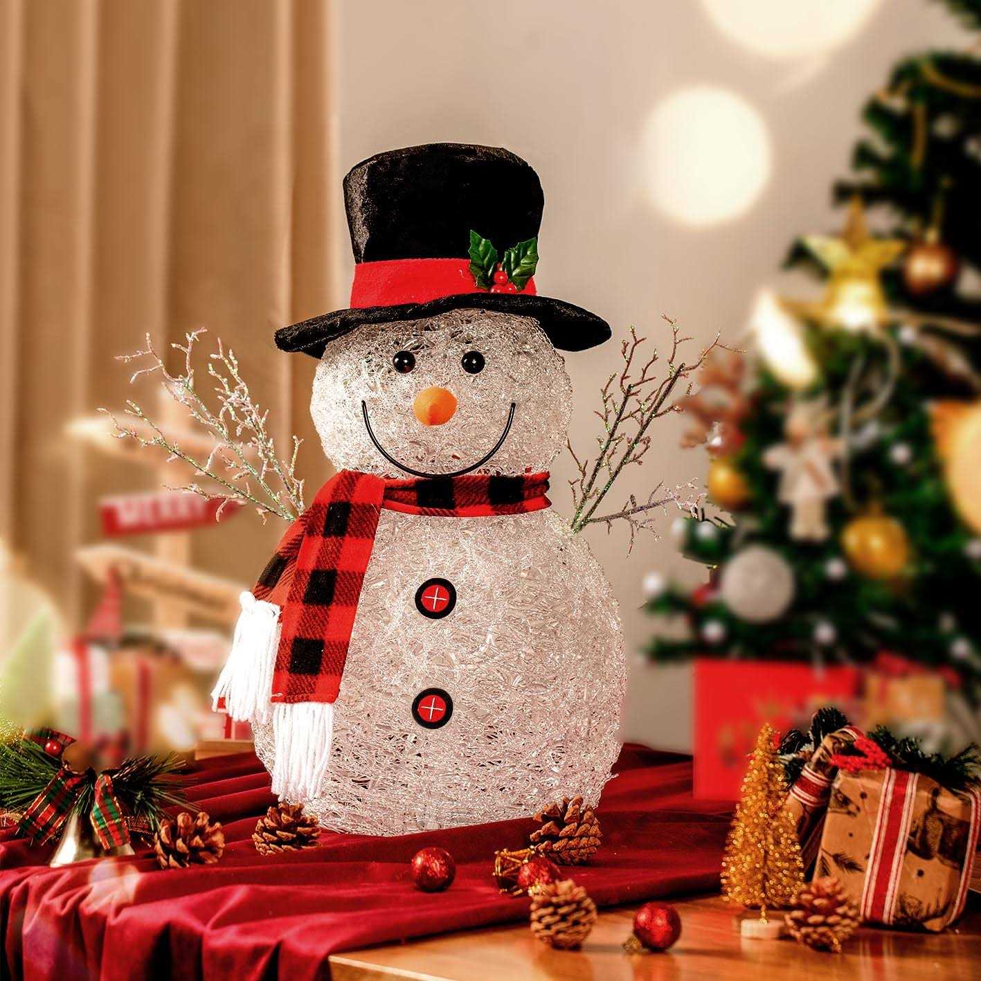 Color Changing LED Snowman 13.4 Inch Pre-Lit Light Up Snowman