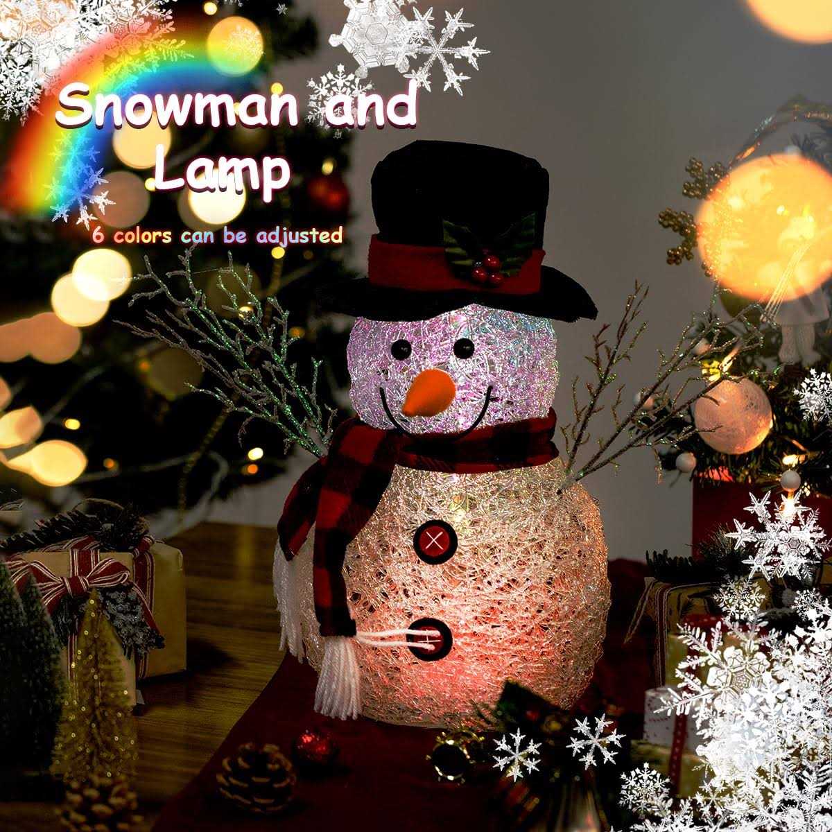 Alternative view of Color Changing LED Snowman 13.4 Inch Pre-Lit Light Up Snowman
