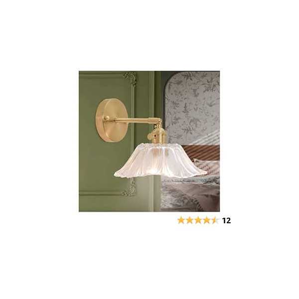Alternative view of Shenmoyl Vintage Modern 1 Light Wall Sconces Tulip Glass Lampshade 180 Degree Adjustable Brass Sconces Wall Lighting Fixture with Switch