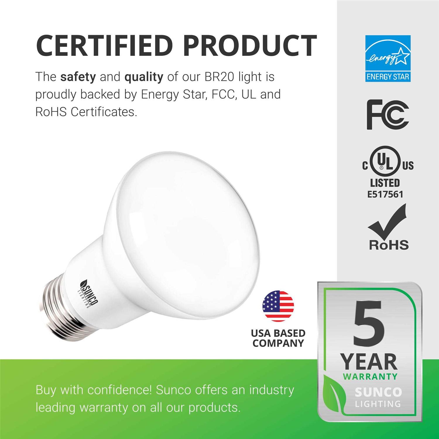 Sunco Lighting 10 Pack Br20 LED Dimmable Flood Light - Image 4