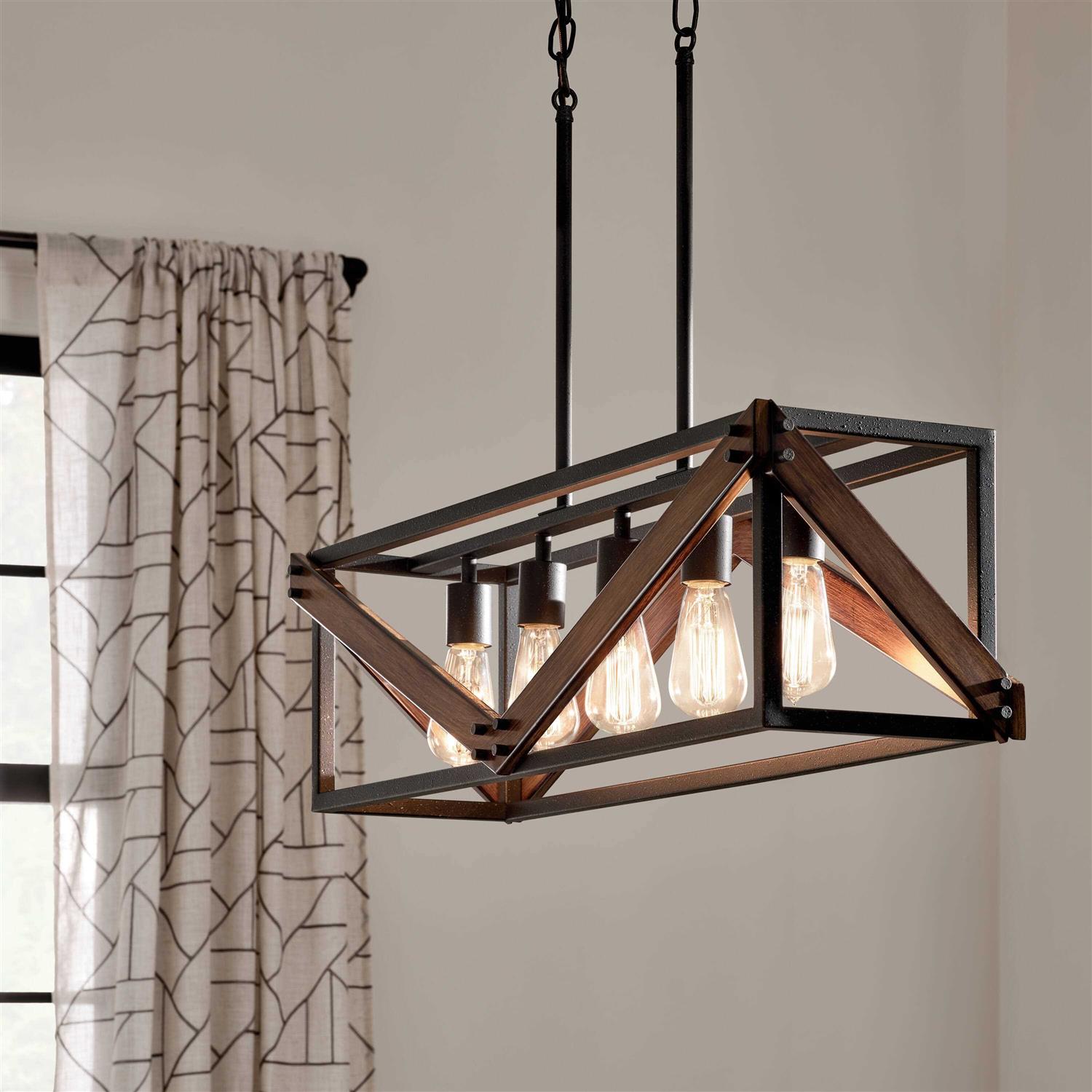 Kichler Barrington Distressed Black Rustic Linear Kitchen Island Light - Image 2