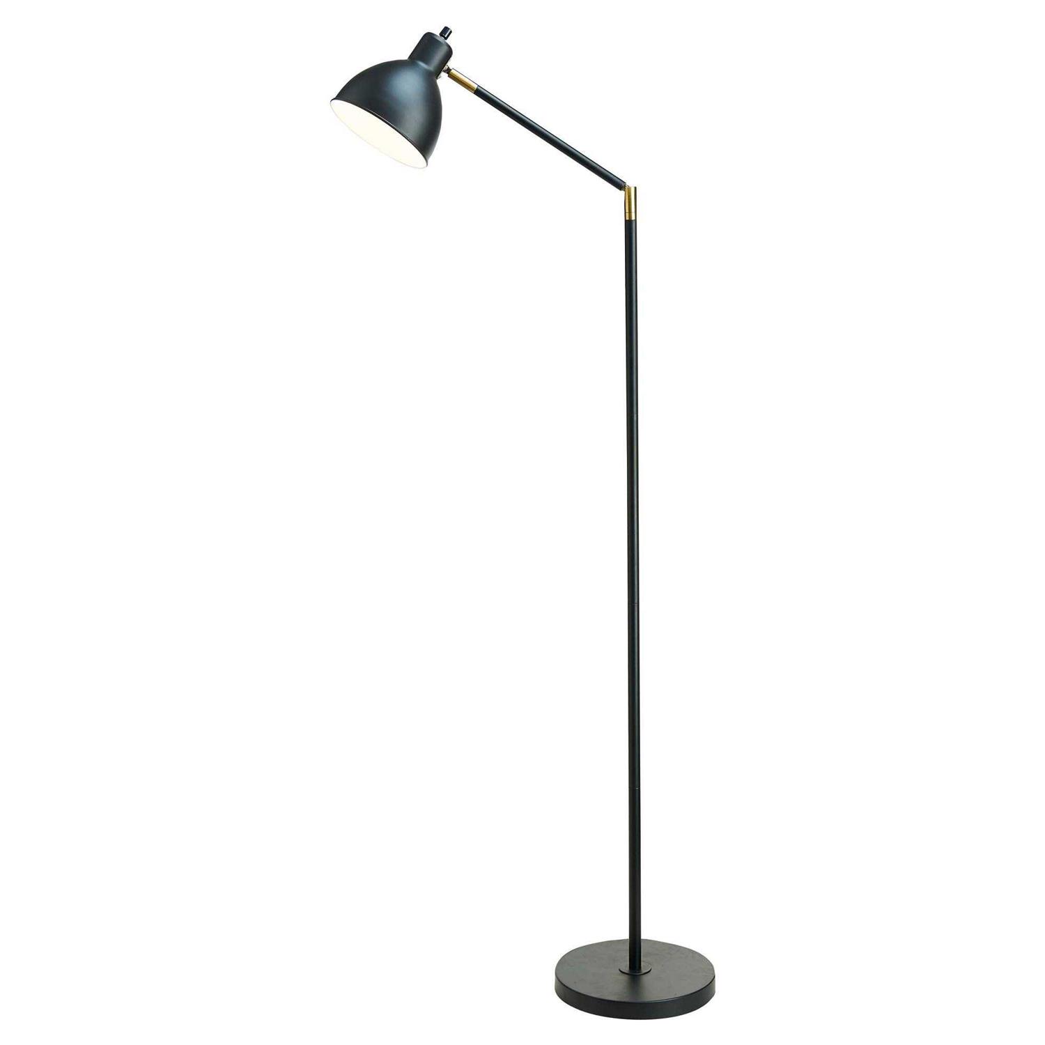 Cresswell Lighting Articulating Antique Brass and Black Metal Floor Lamp