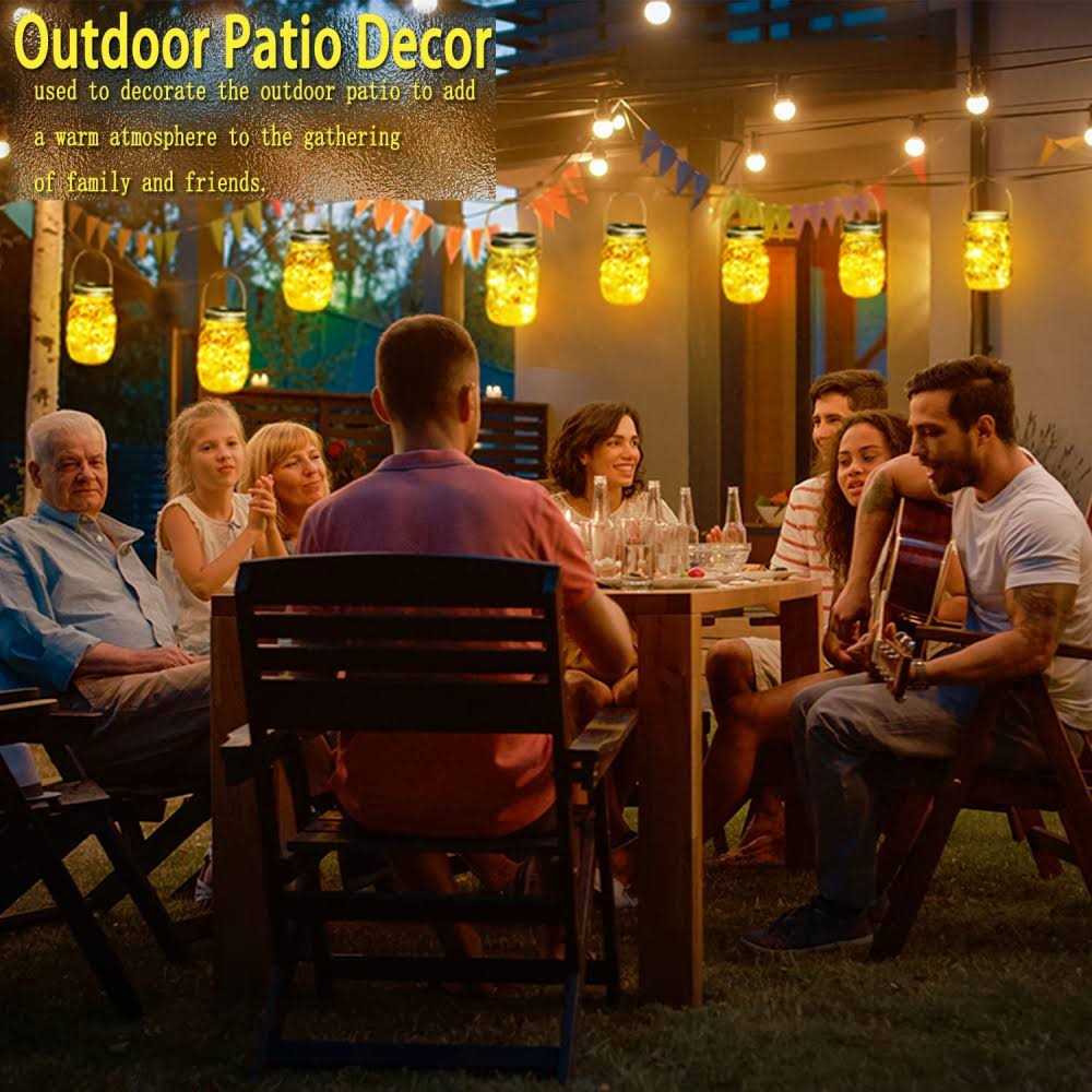 Alternative view of Cooo 12 Pack Crystal Glass Lanterns Sets Solar Powered 30LED Mason Jar Lights,Waterproof Outdoor Hanging Patio Porch Garden Yard Backyard Balcony