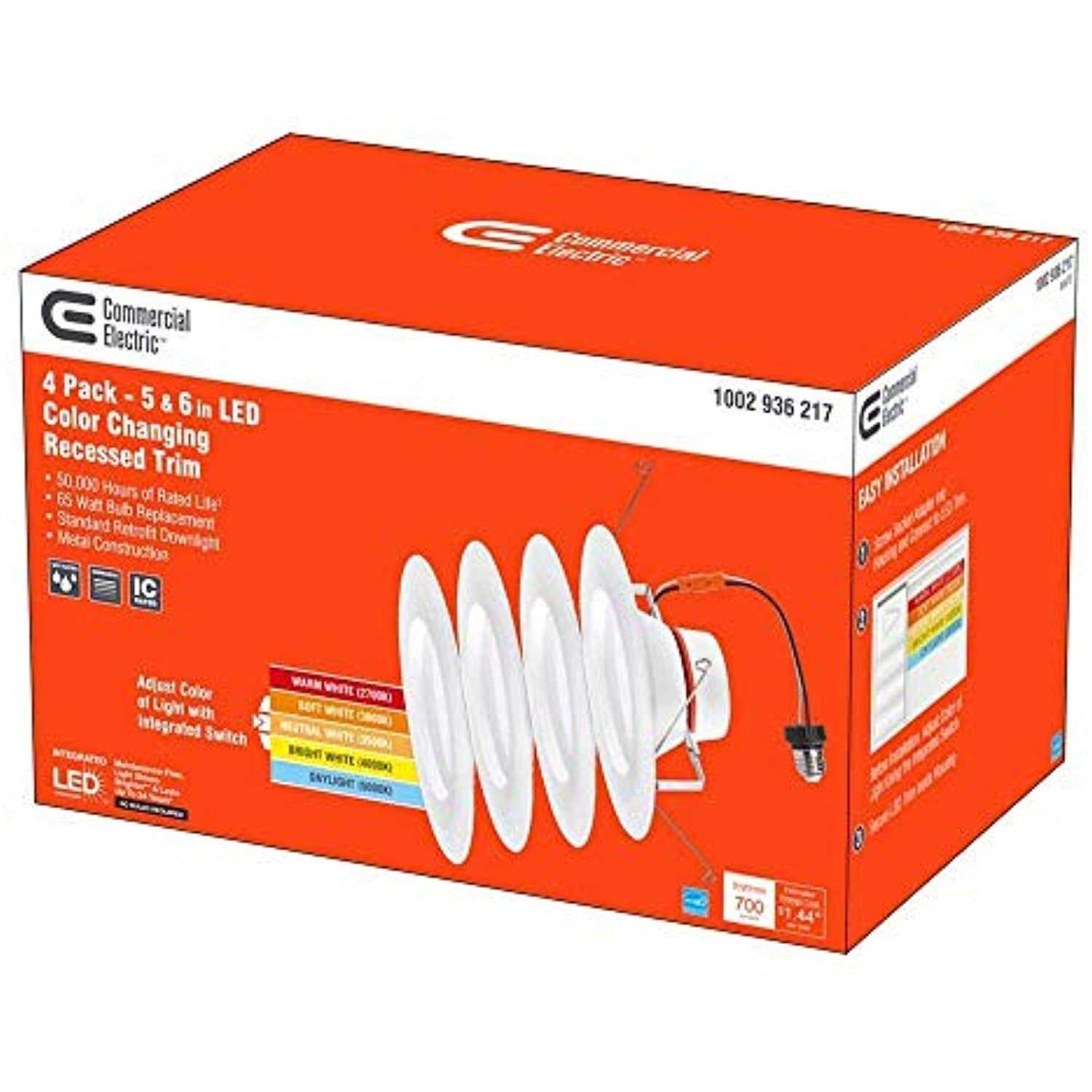 Commercial Electric 5/6 in. Matte White Integrated LED Recessed Trim 5-ways